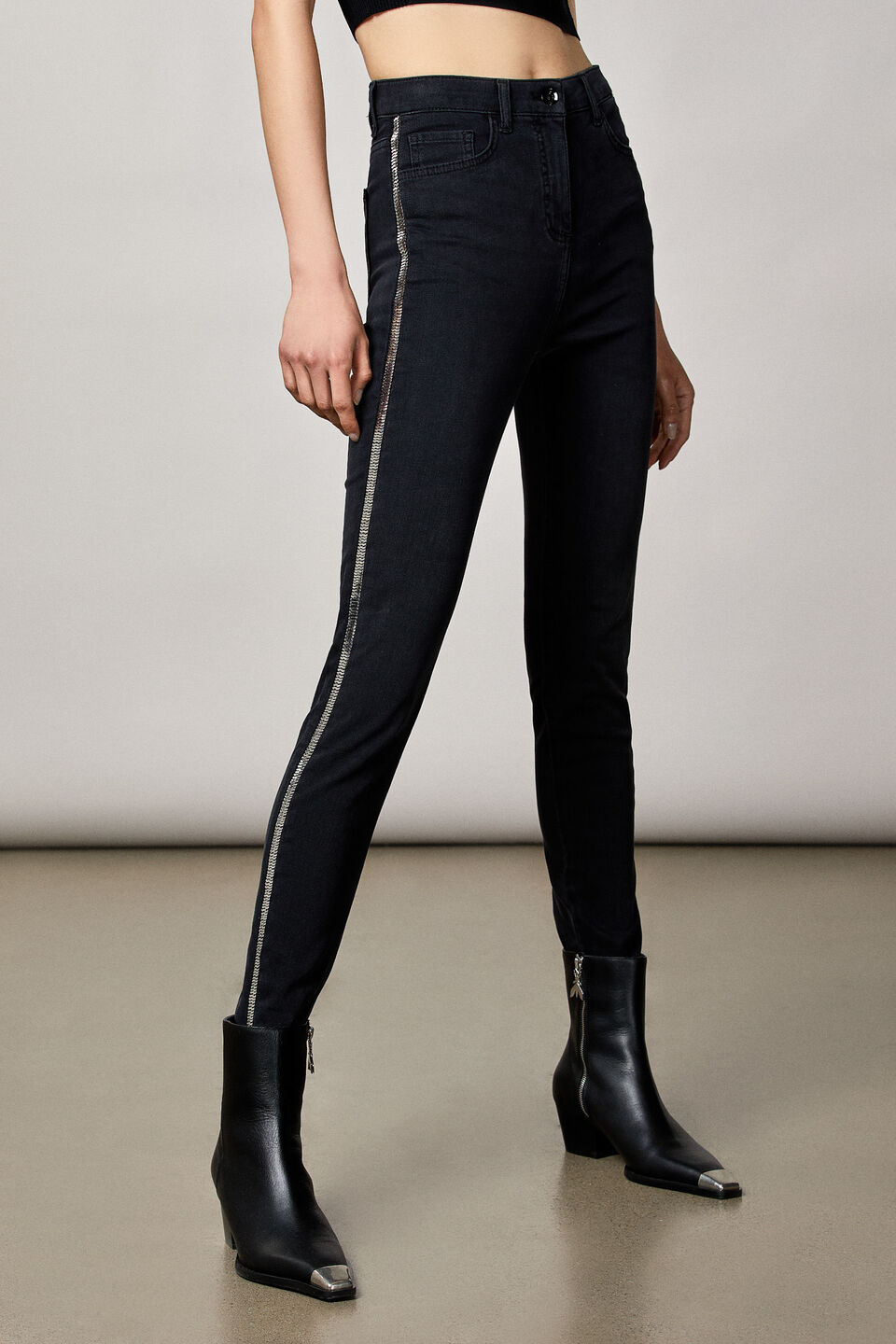 Patrizia Pepe pantaloni bambina vita alta slim panna main image 0