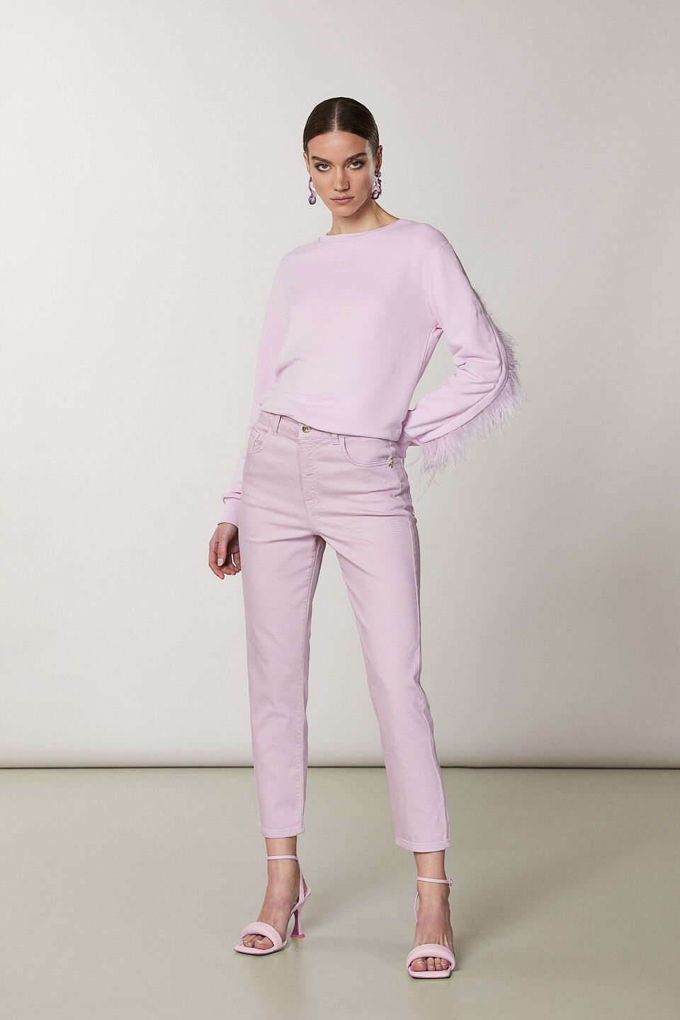 Patrizia Pepe pantaloni bambina vita alta slim panna main image 1