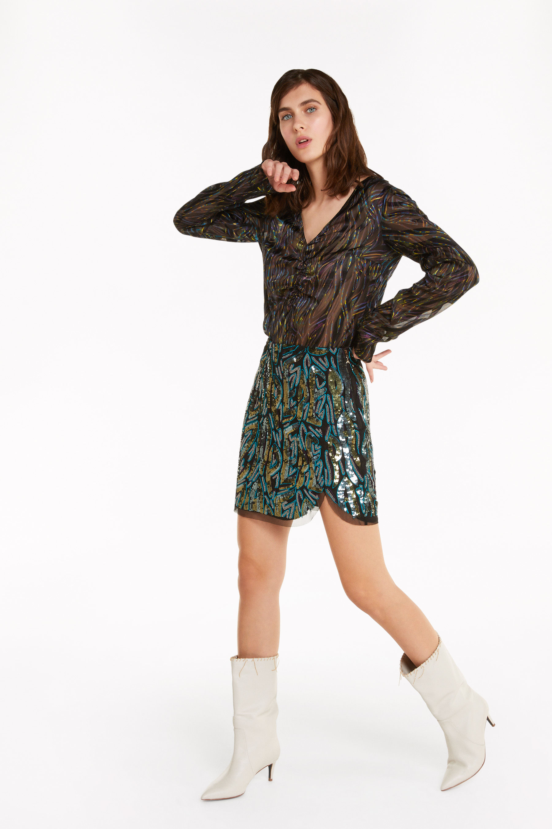 sequin embroidered skirt