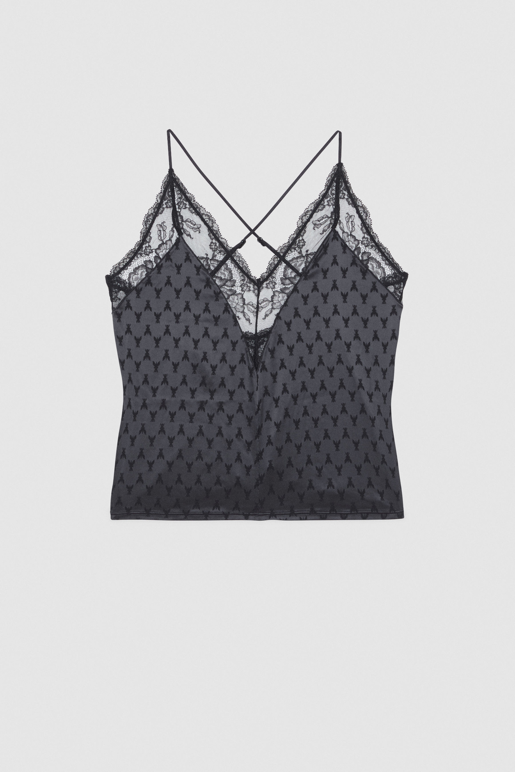 Canotta in raso stretch e pizzo