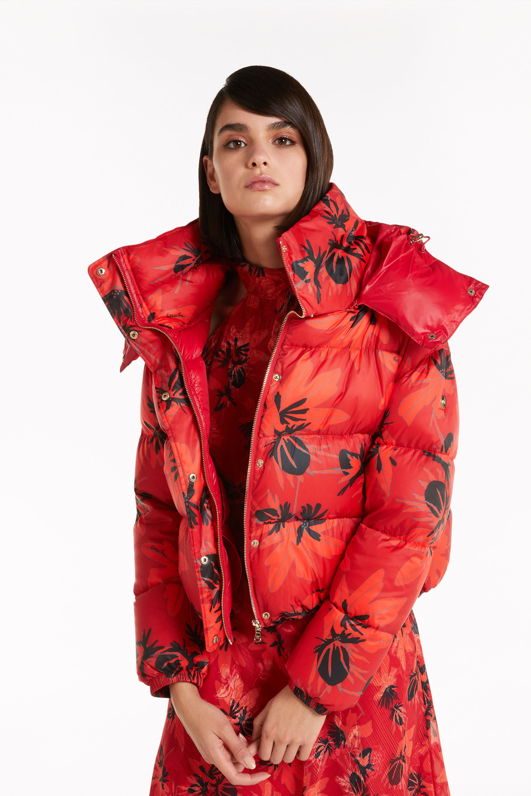 Puffy short print jacket