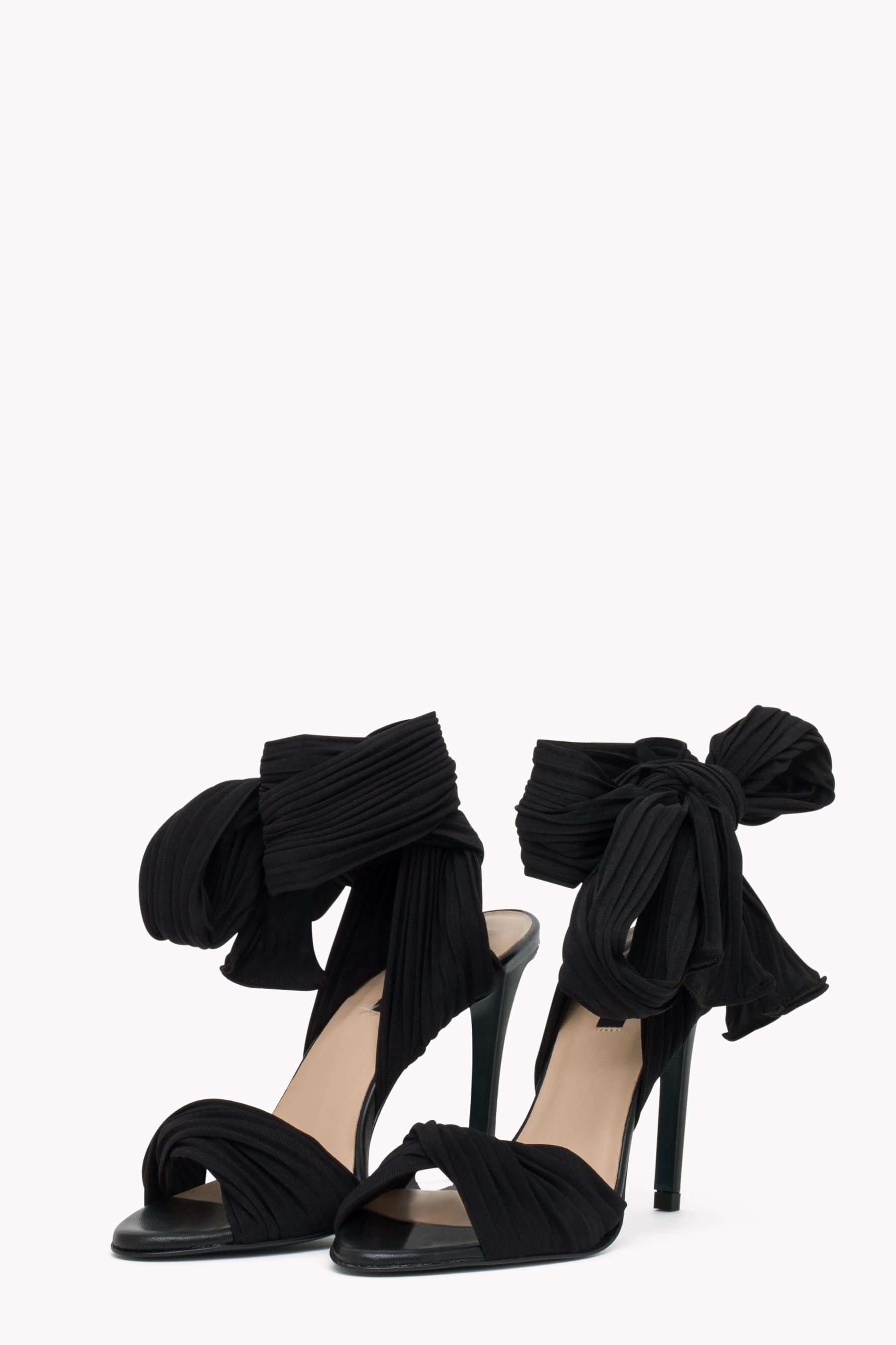 glamorous black ankle tie heeled sandals