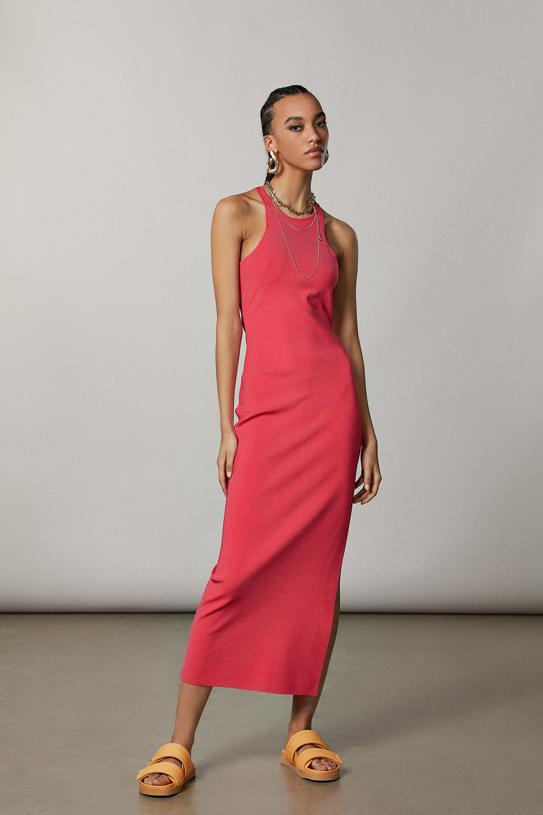 Patrizia Pepe Long Slit Dress Granadine Red Woman Size M