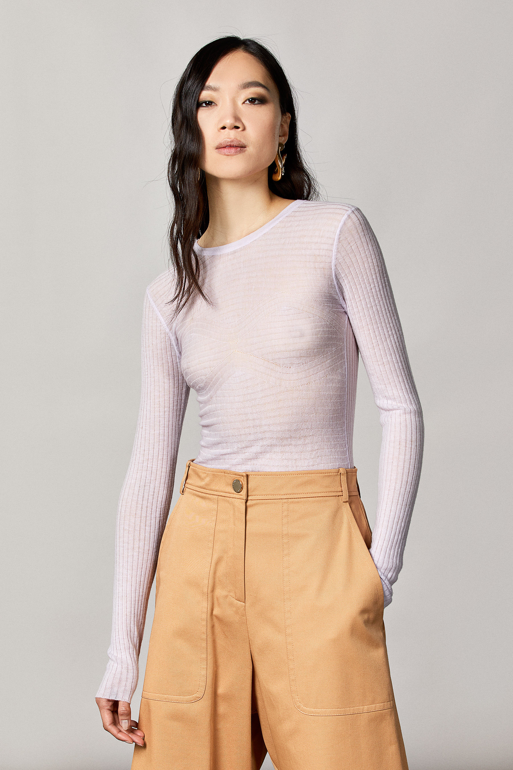 Maglia a costine in lana leggera