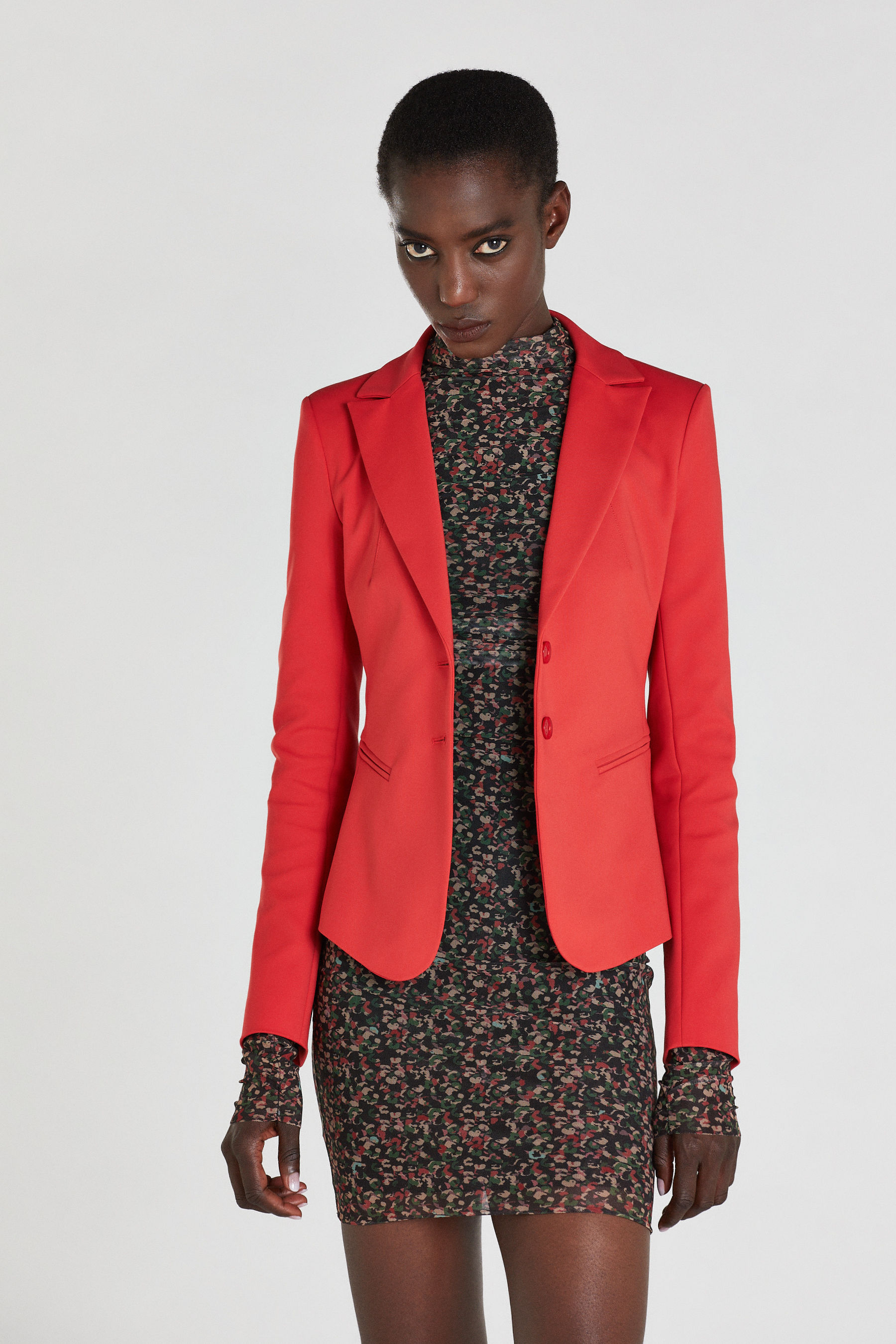 red button blazer