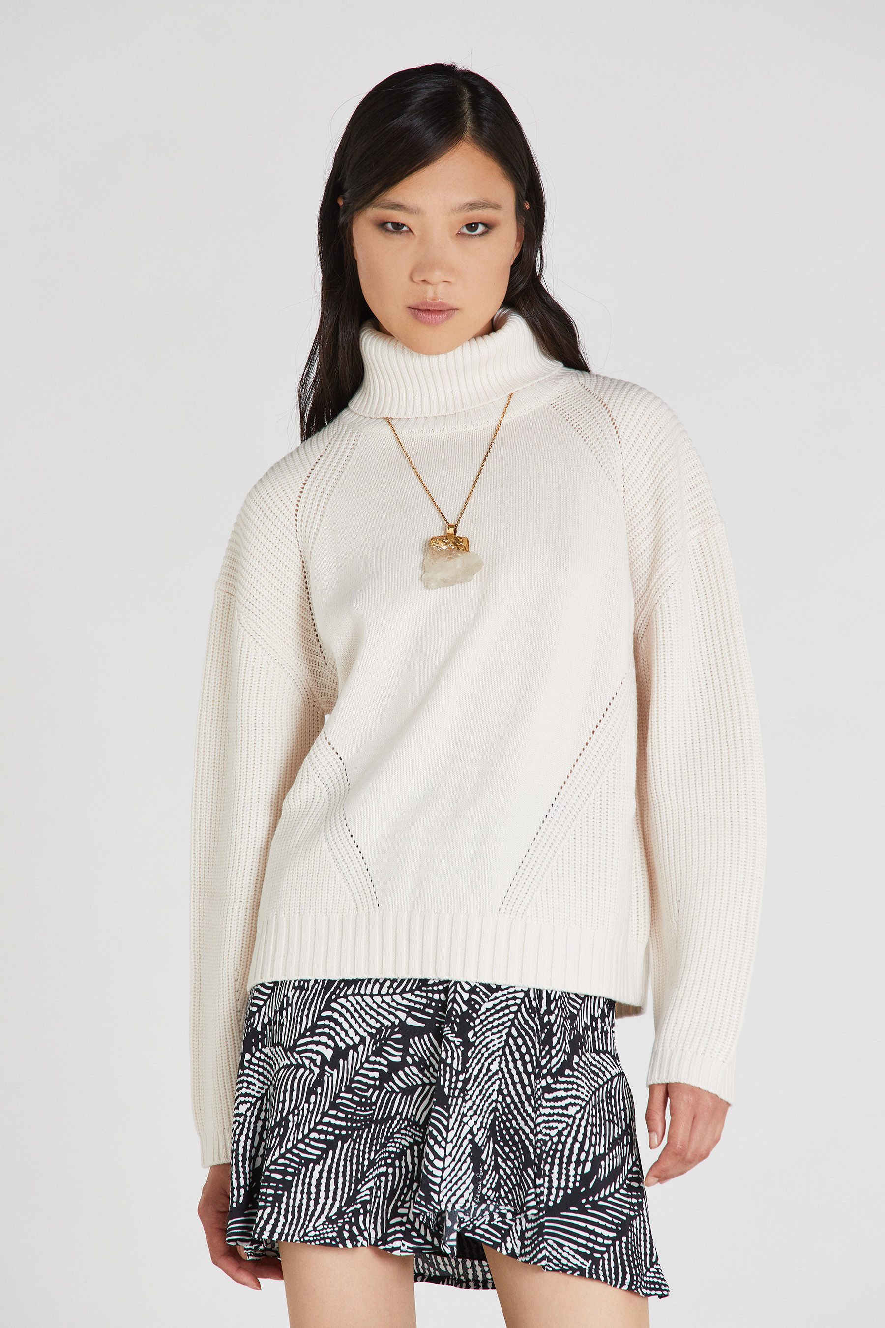 white jumper turtleneck