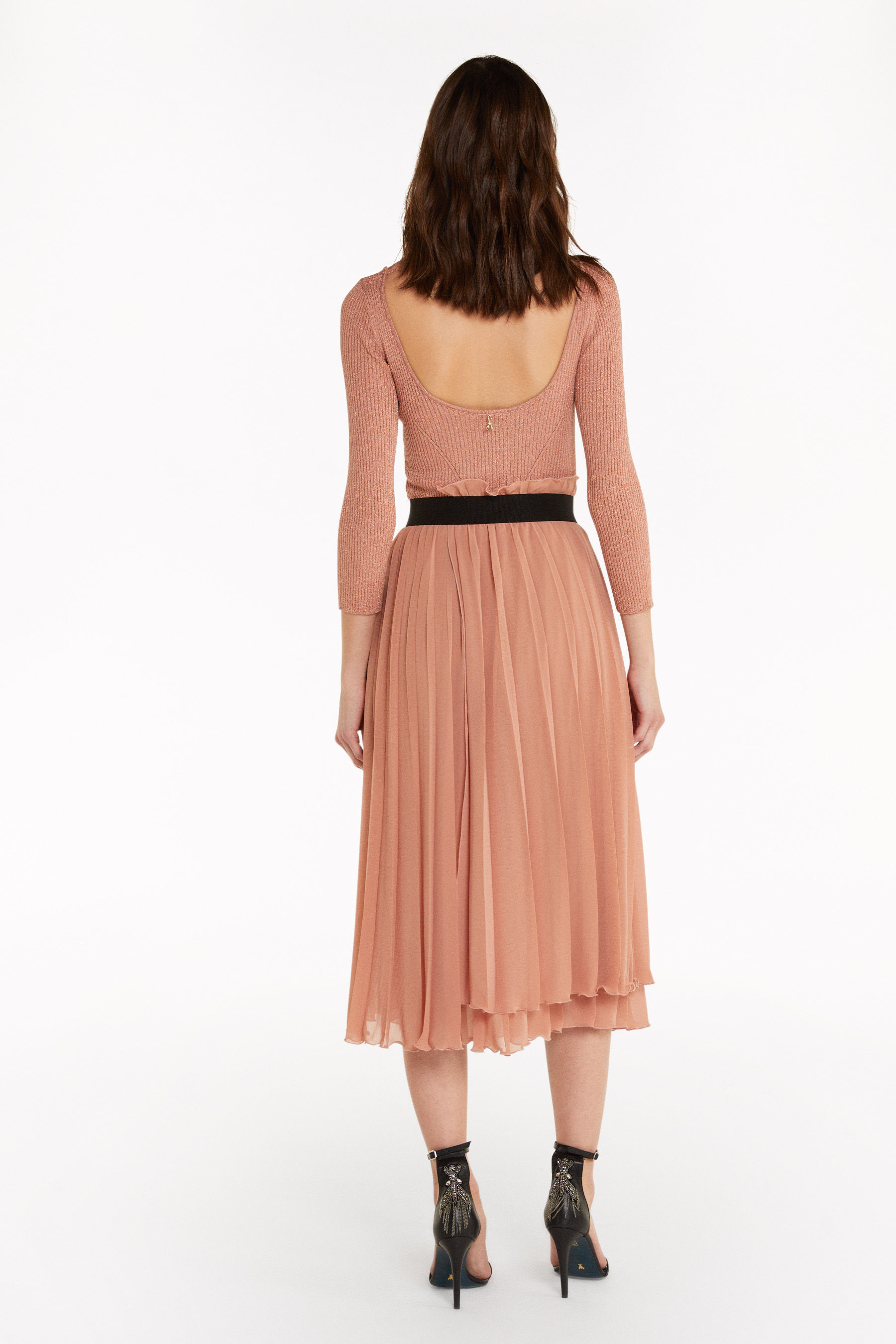 Long pleated lurex dress