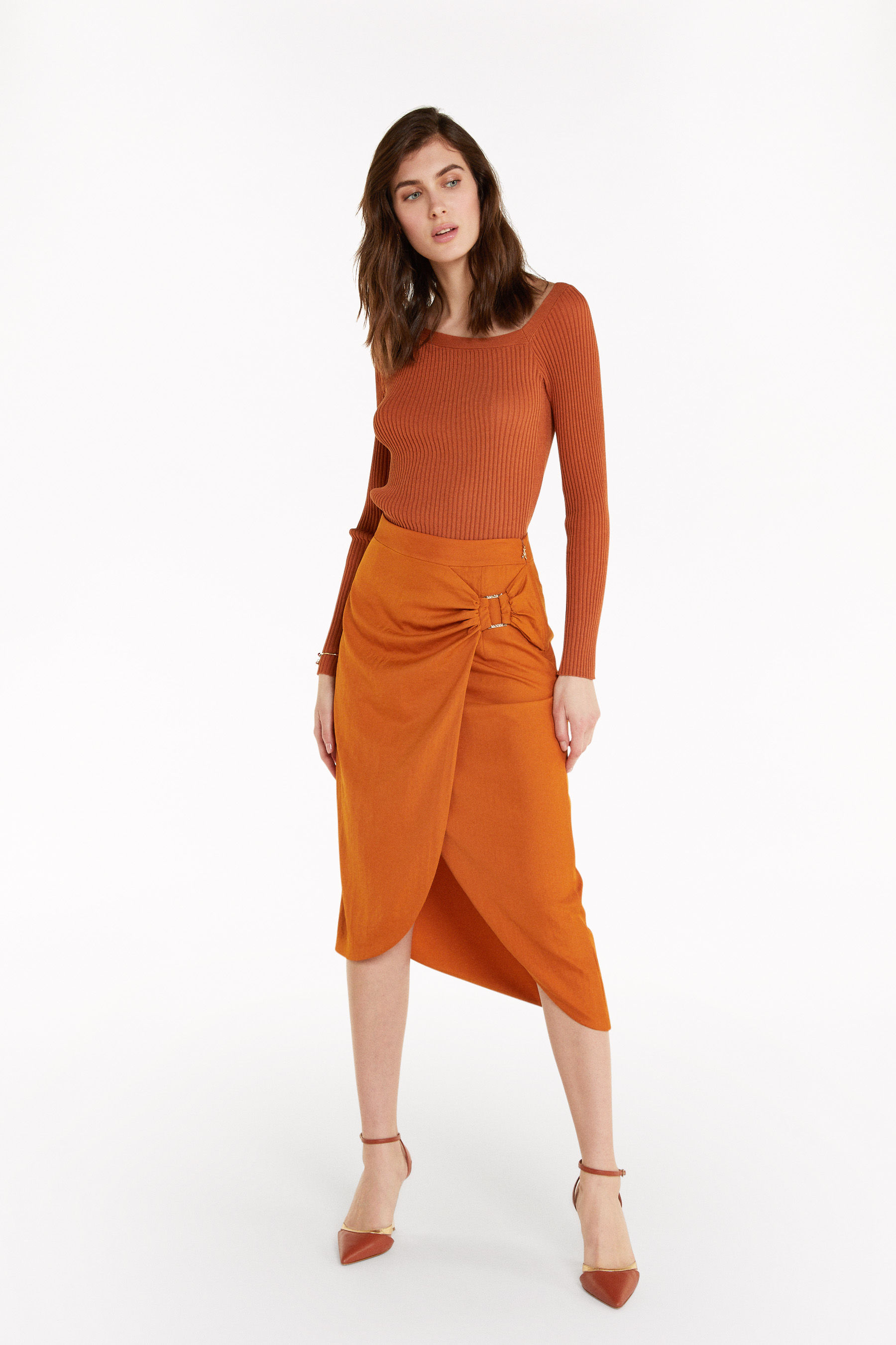 Wrap midi skirt