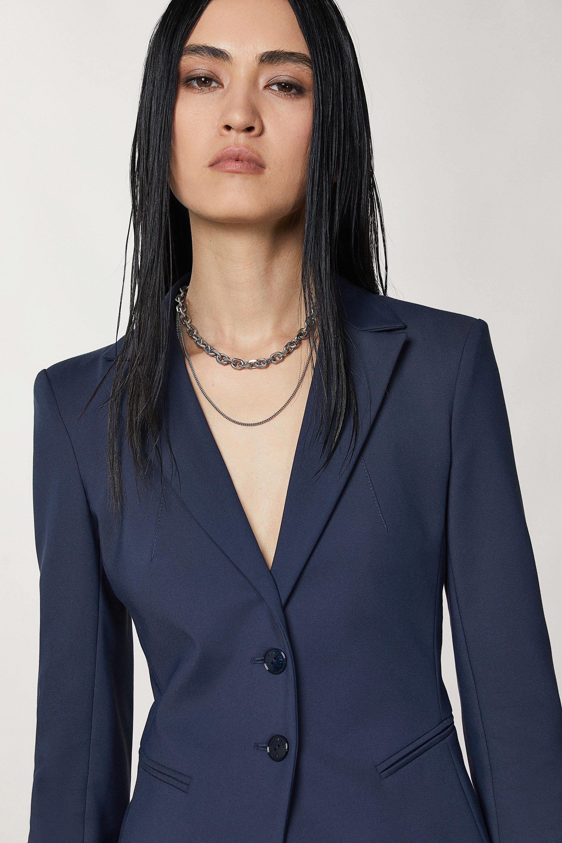 Giacca Corta Da Uomo Slim A 2 Bottoni Nero O Blu Linea Giovane Per Divisa Da Lavoro - Foto 8