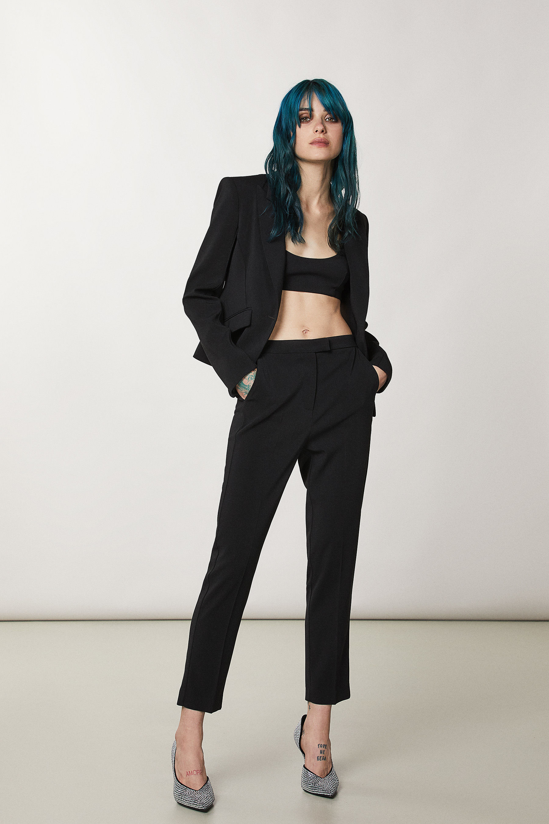 Pantaloni a sigaretta con piping Donna, Grigio | Milano