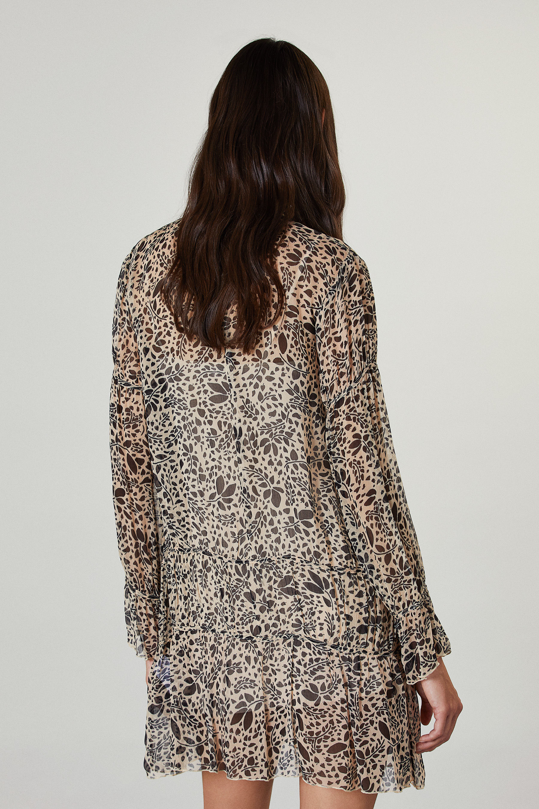 Vestido Estampado Con Volantes Marrón Tostado Mujer | Vestidos INSIDE —  \u200eCNRI
