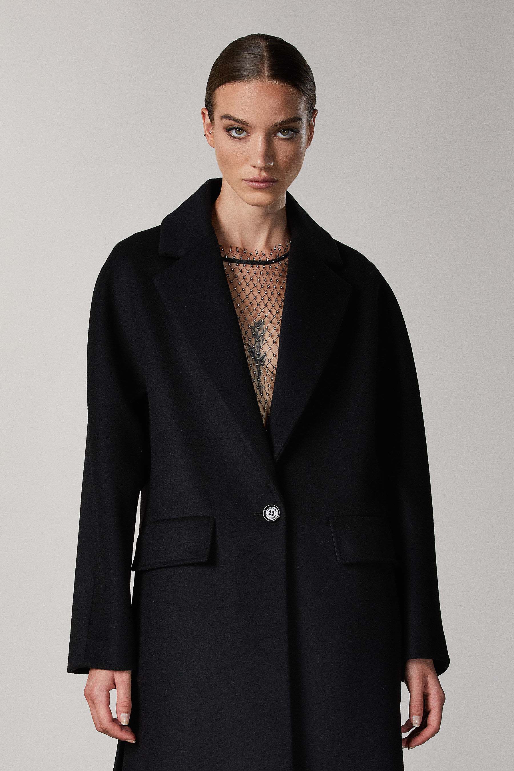 Patrizia Pepe Cashmere Coat Nero Woman Size 46