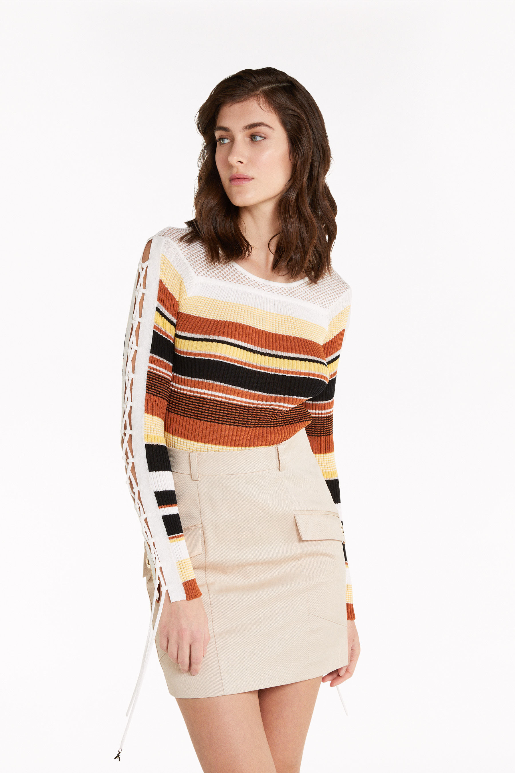 Sweater with woven detail