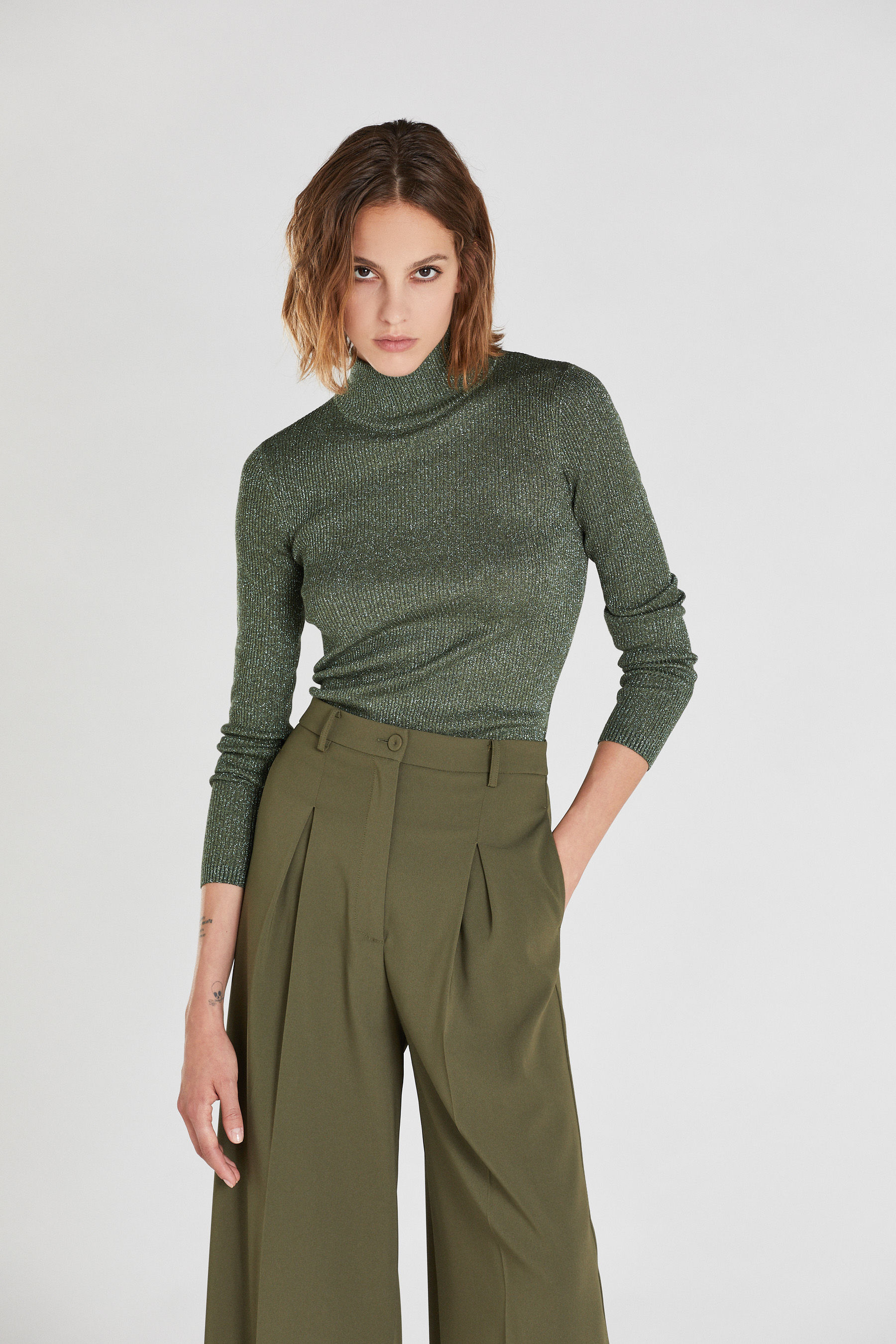 green lurex jumper