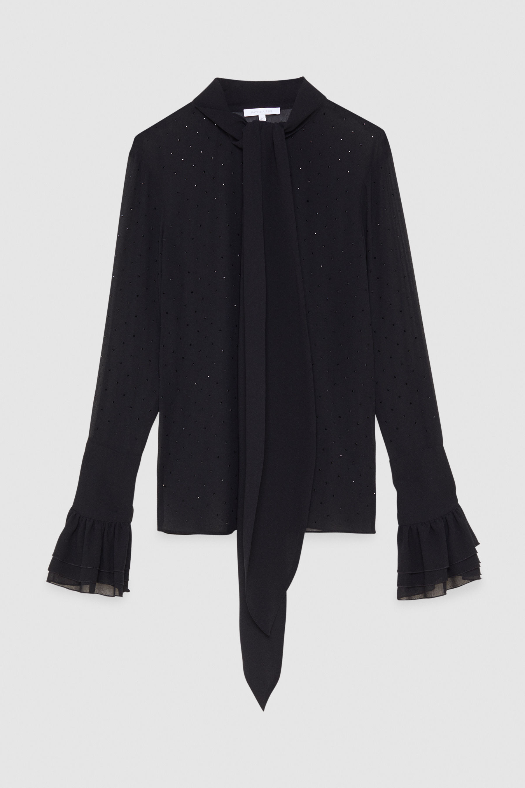 Camicia con applicazioni strass allover