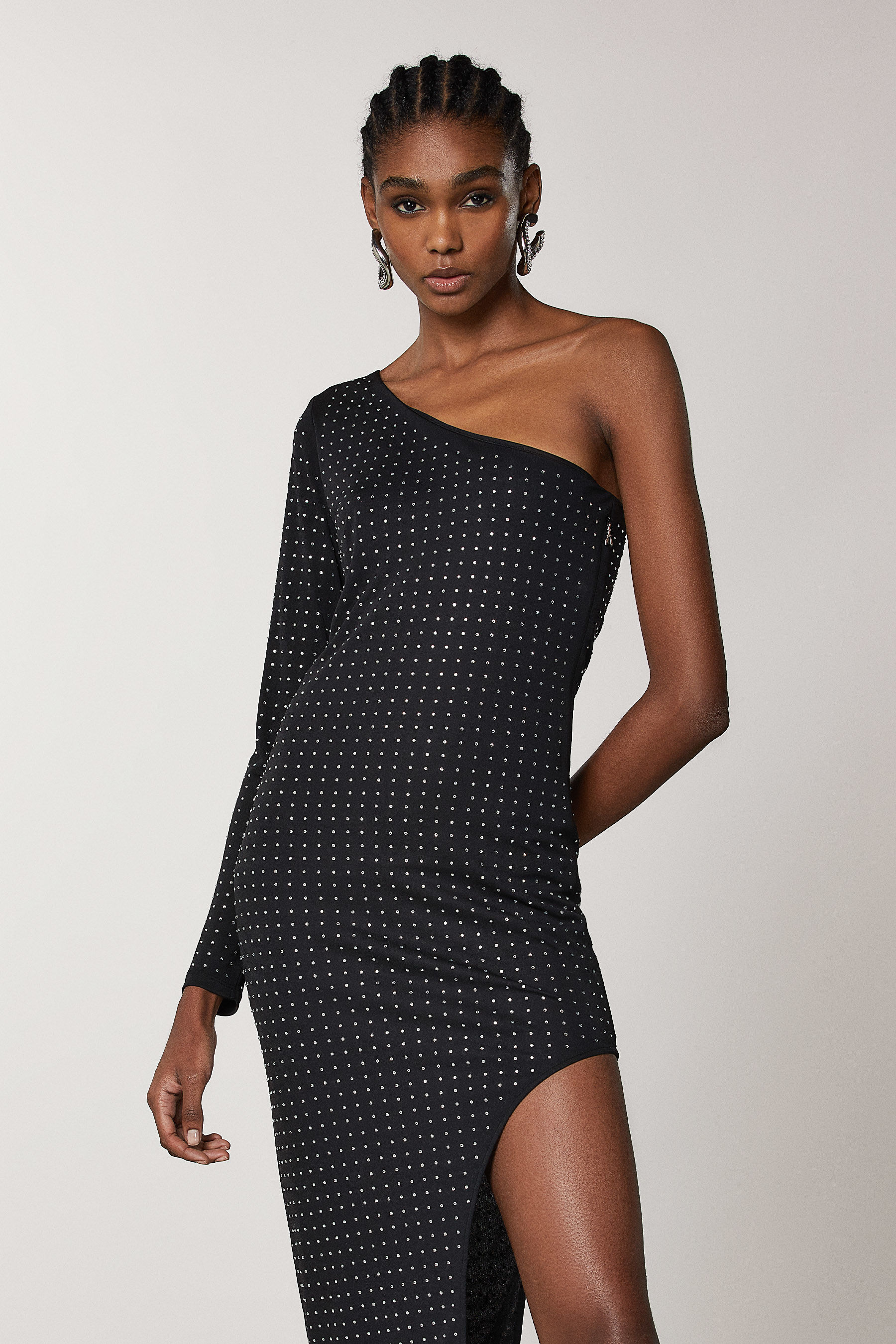 long sleeve jersey dress midi