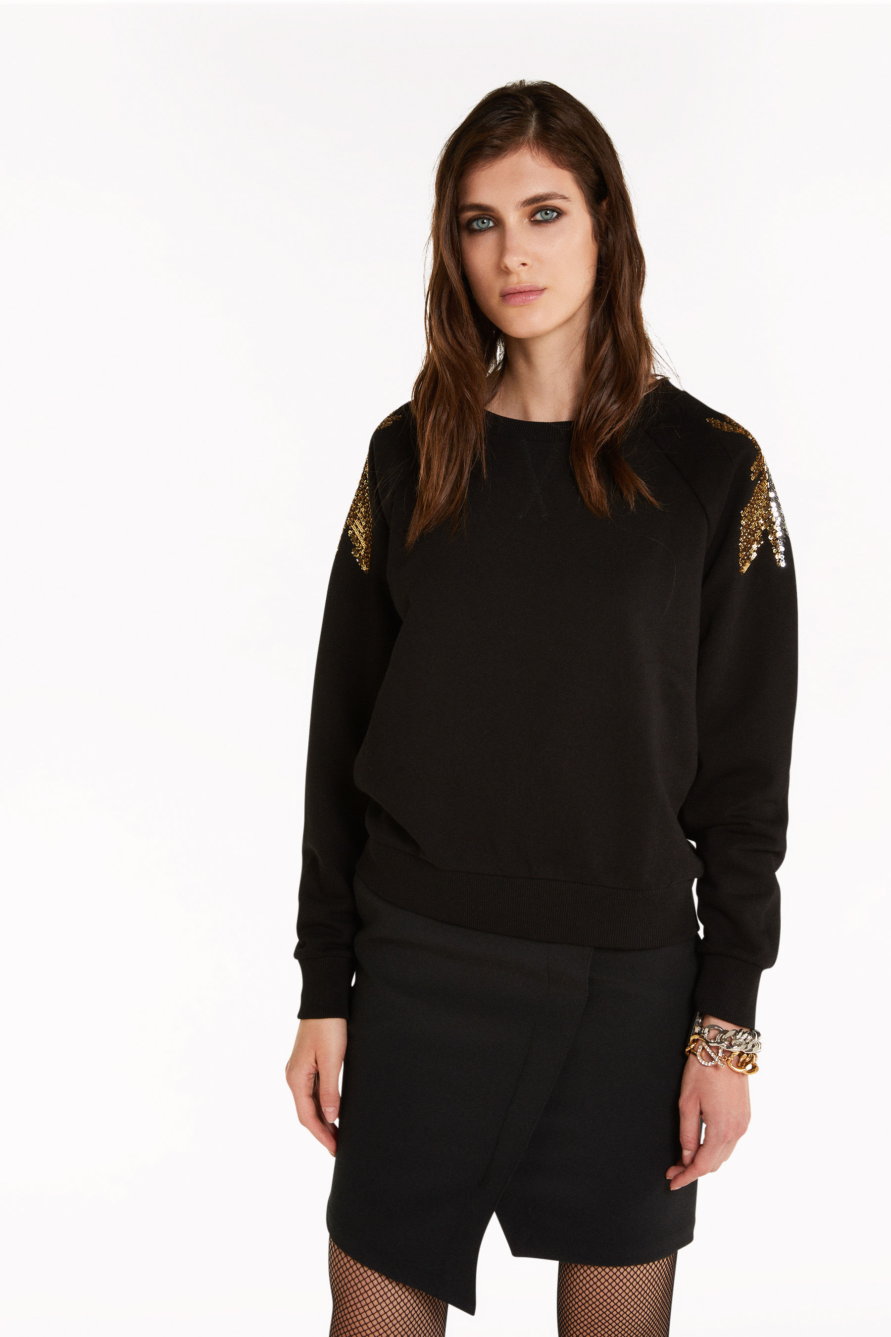 Felpa con ricamo FLY Nero | Maglie donna | Patrizia Pepe