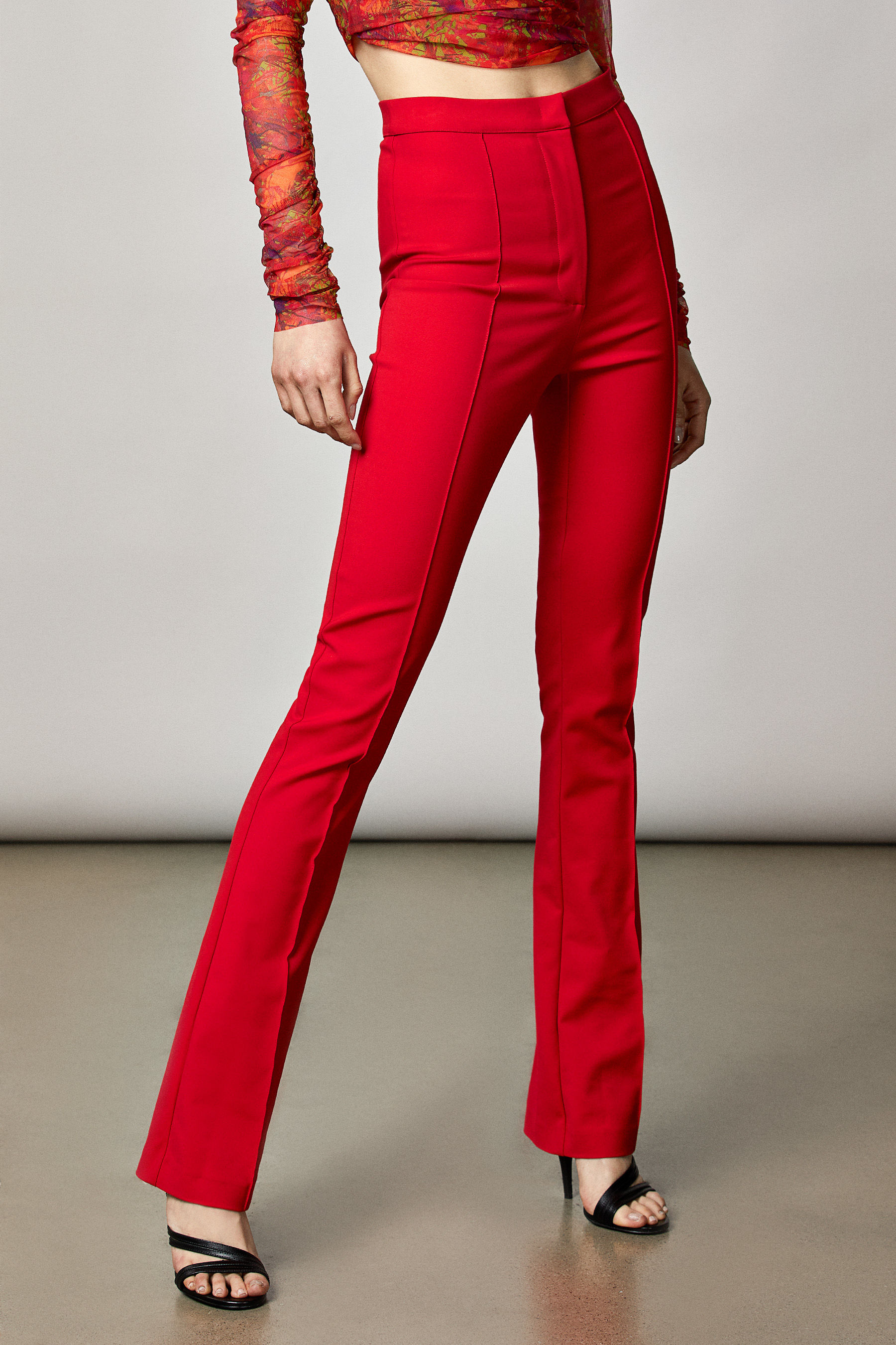 Red Flare Jeans 62 Red Dress  Red flare Bright outfits Red flare pants  outfit