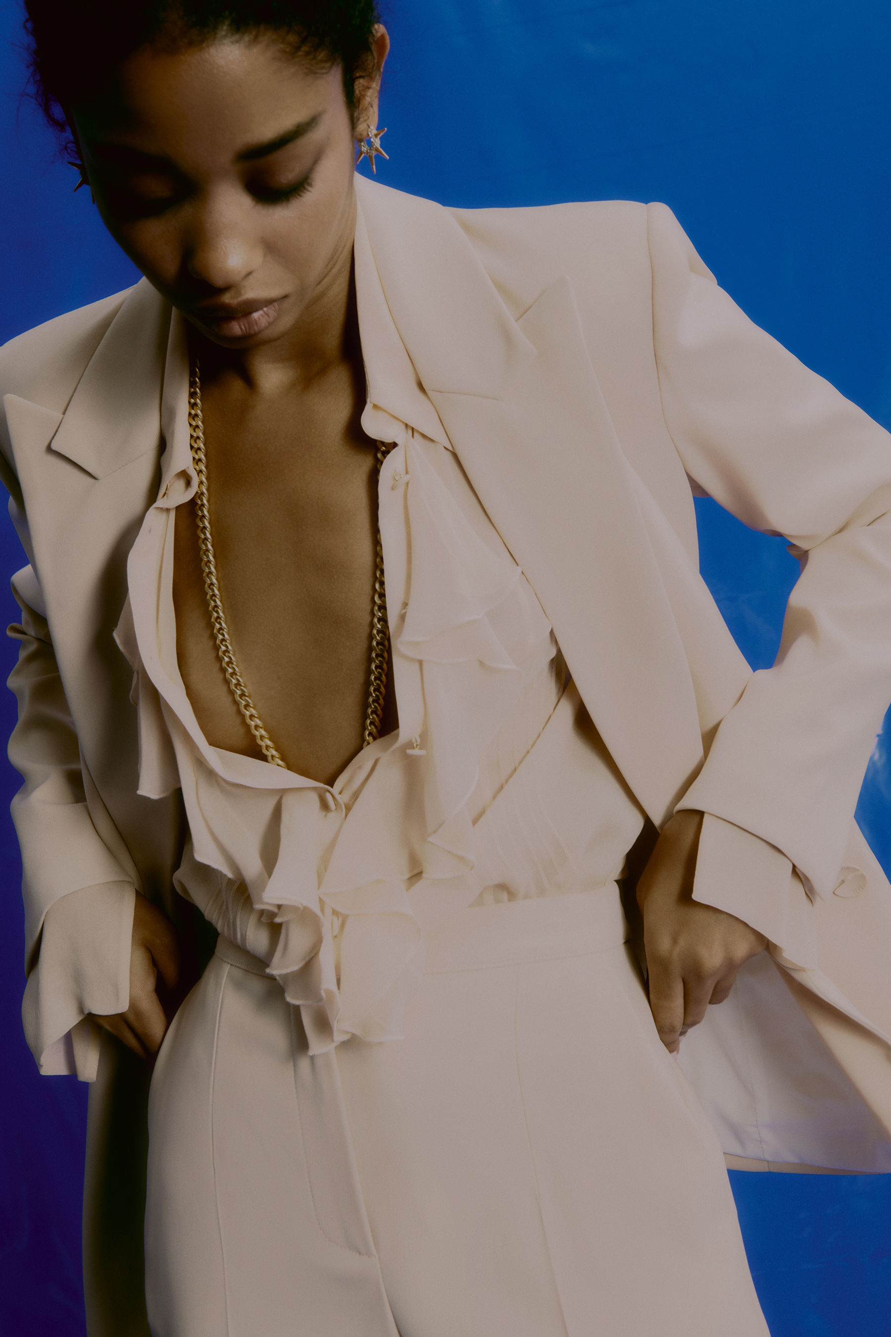 Camicia con rouches e pieghe