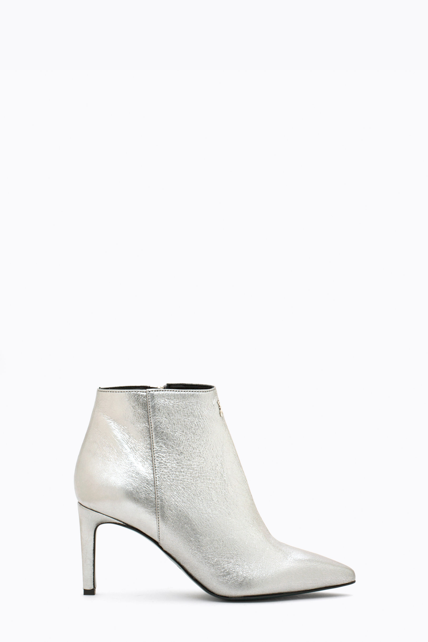 silver leather ankle boots