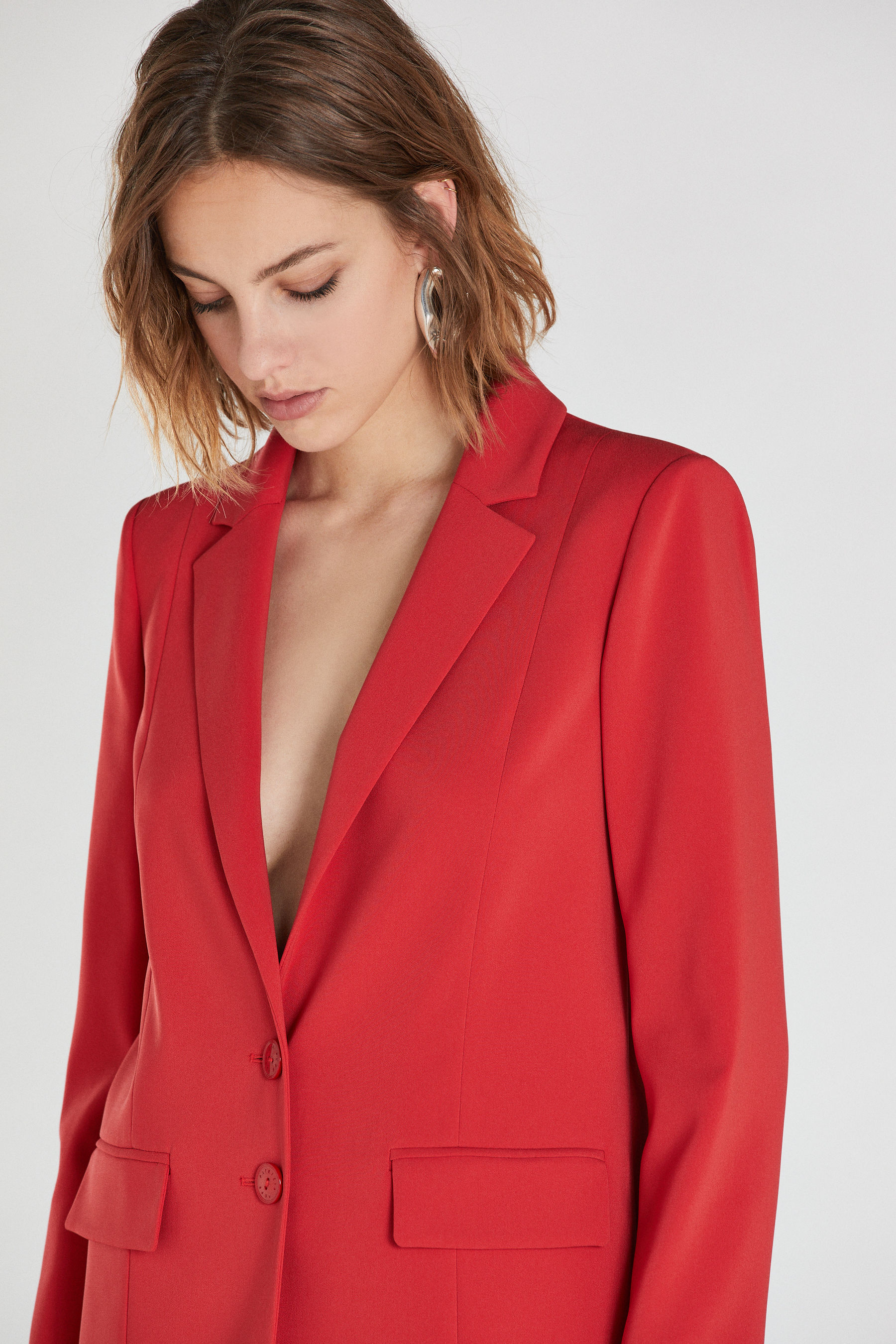red button blazer