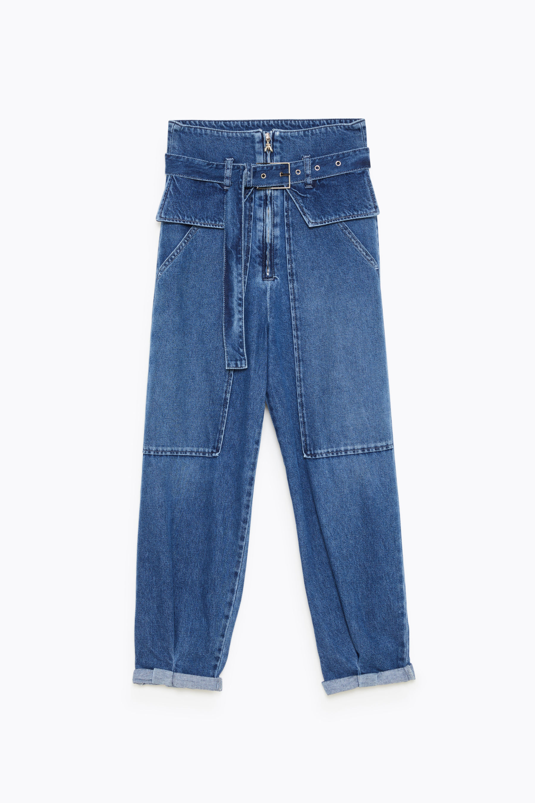 High-waisted denim pants