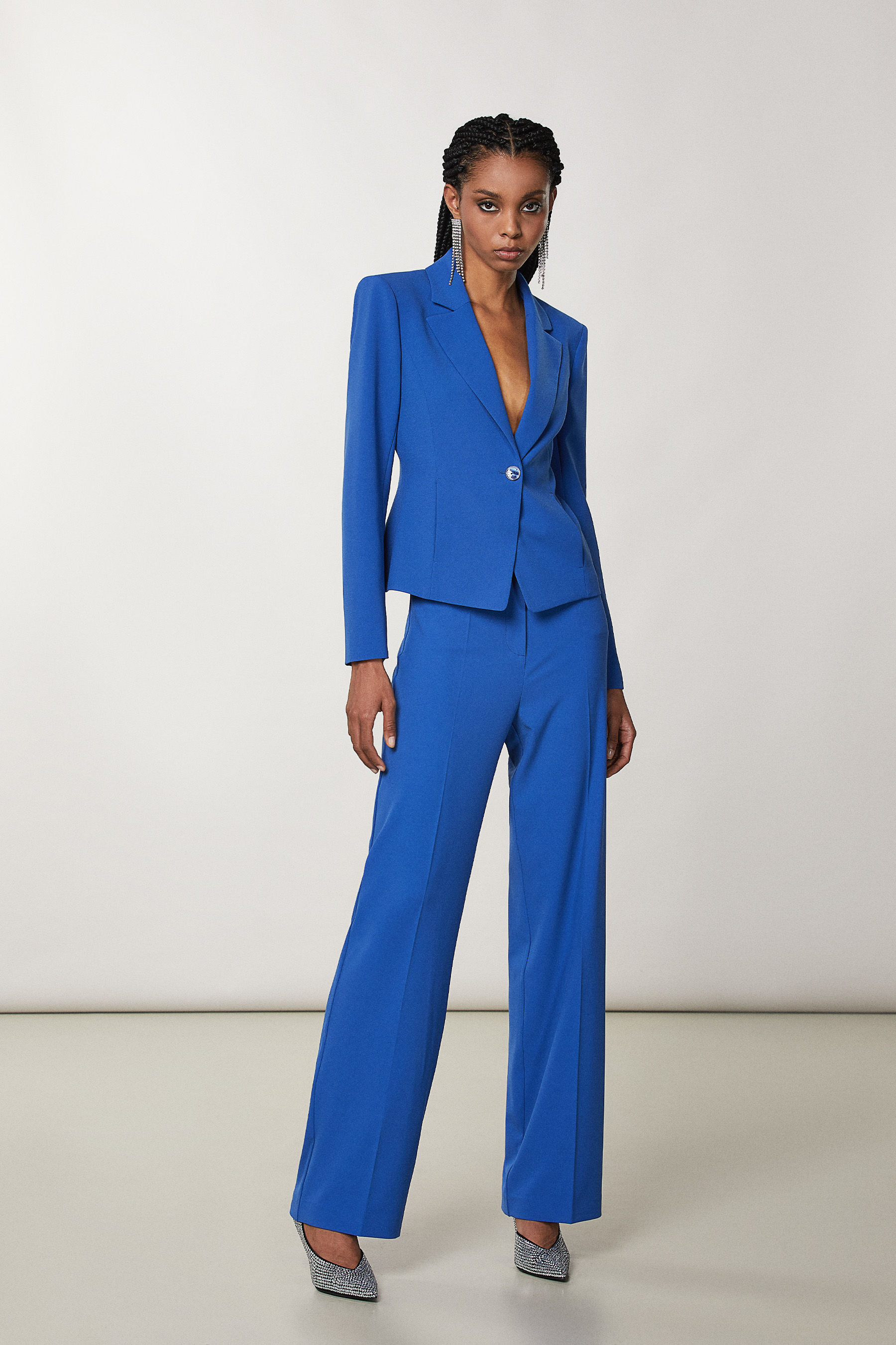 MSGM Taglia 2 Giacca Blazer In Lana Gialla Con Rever A Punta E Bottone