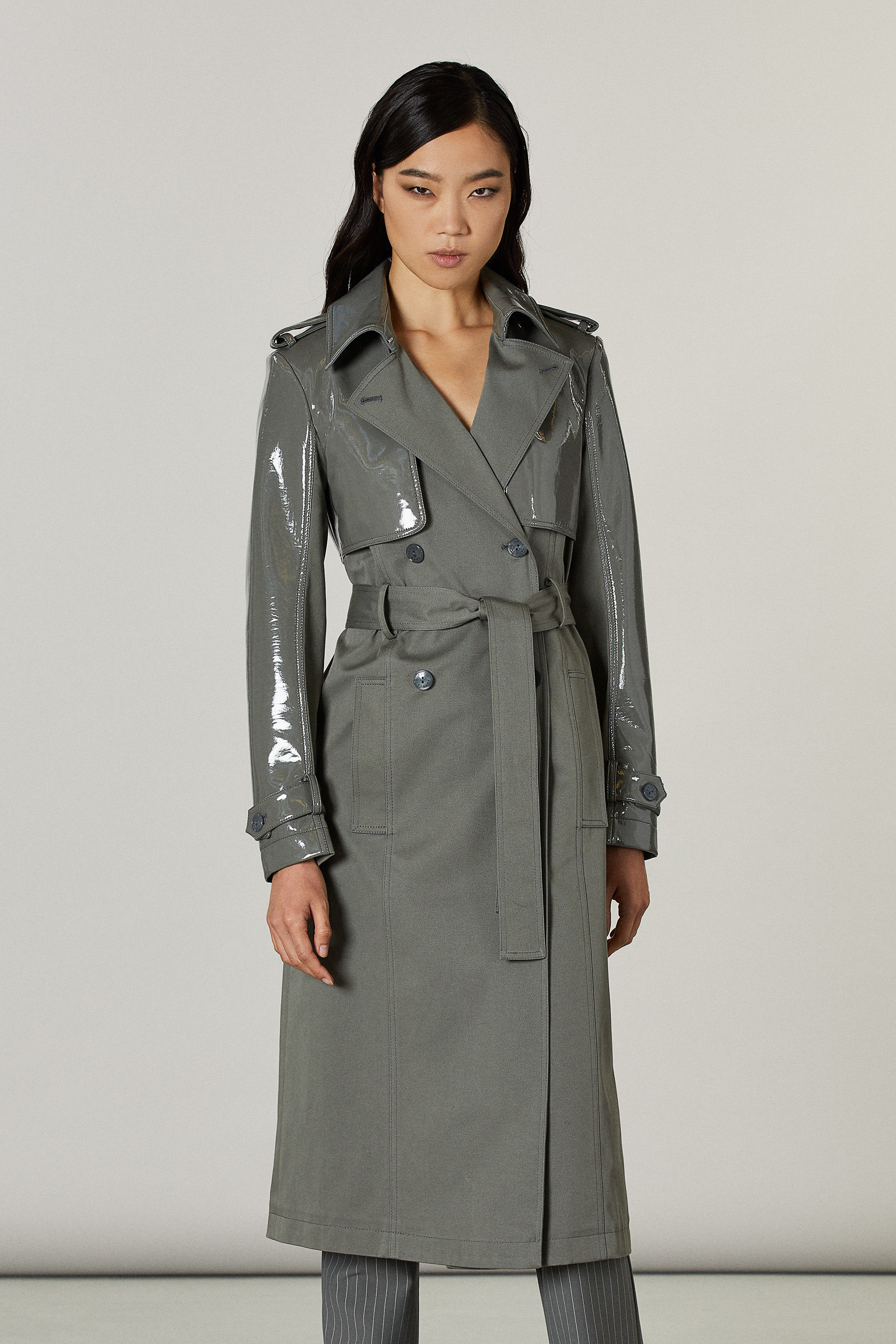 Trench Coat En Coton Patrizia Pepe Taille 46 - Beige, Longueur Genou, Neuf Sans étiquettes