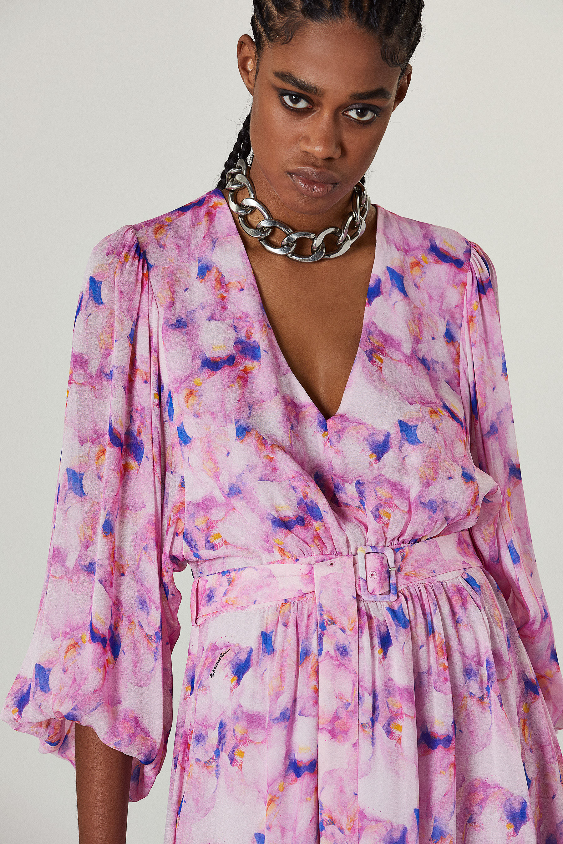 Print-adorned V-neck dress | Patrizia Pepe