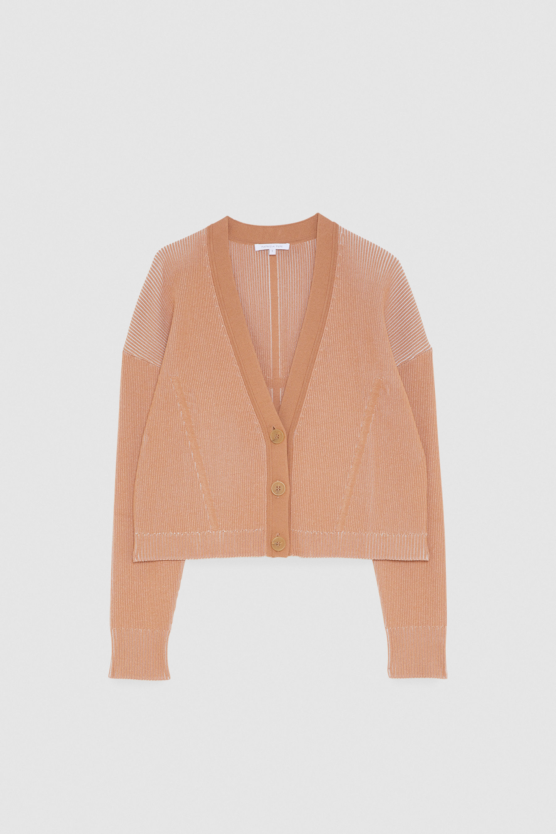 Cardigan a costine scollo a V