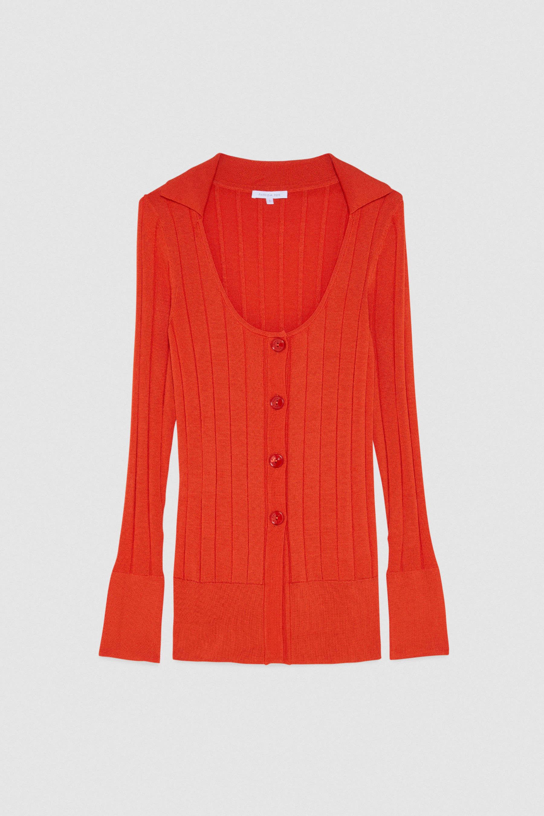 Cardigan a coste con scollo profondo