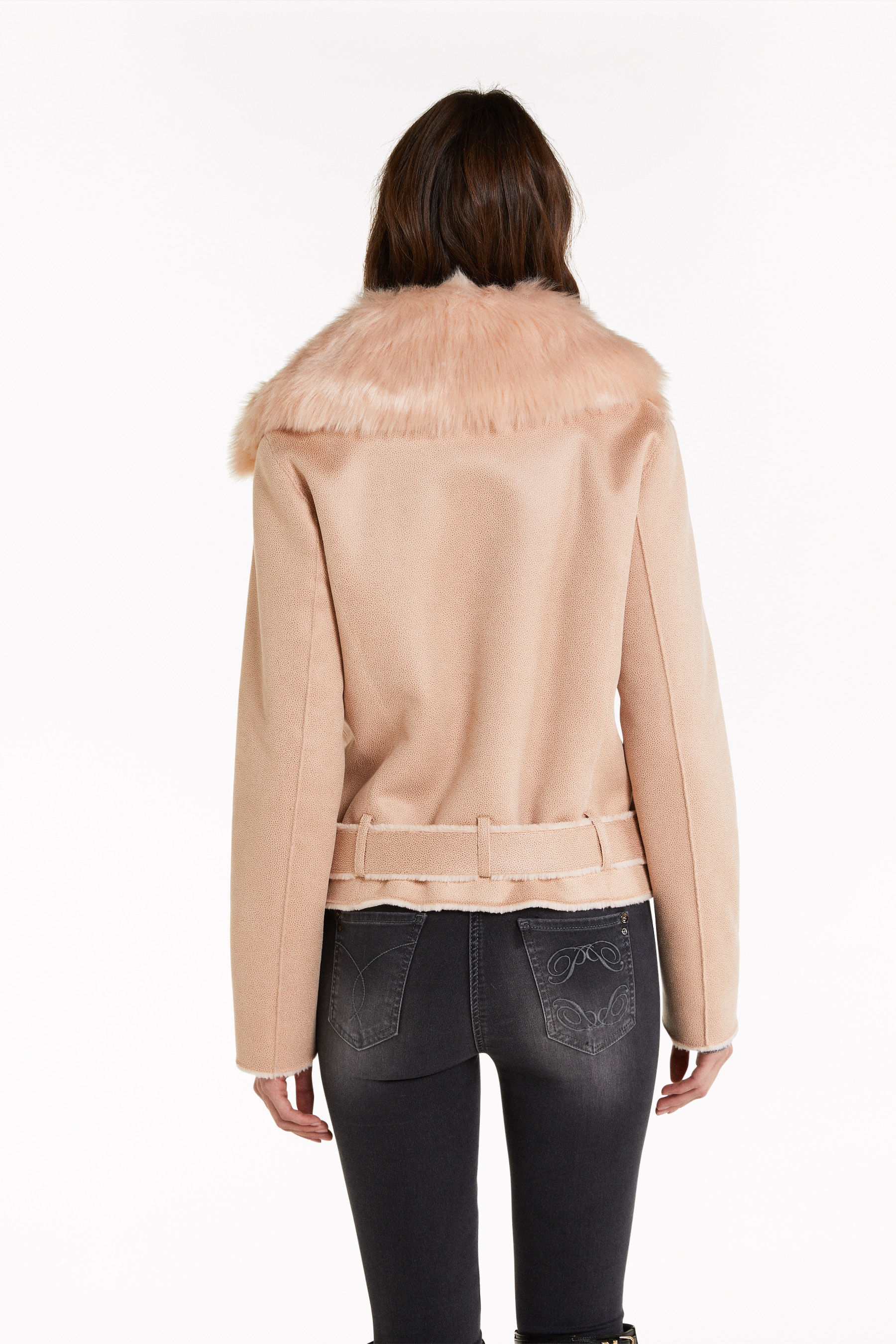 faux shearling moto jacket