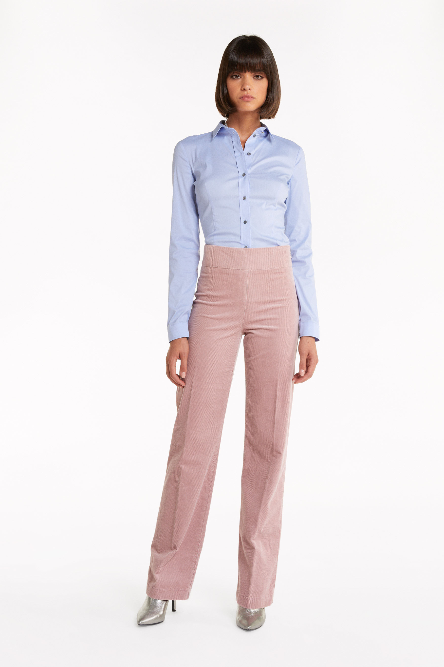 pink velvet trousers