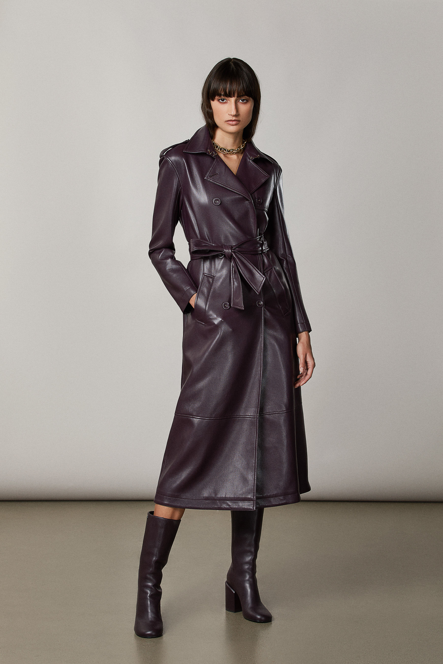 Purple Belted trench coat | Patrizia Pepe