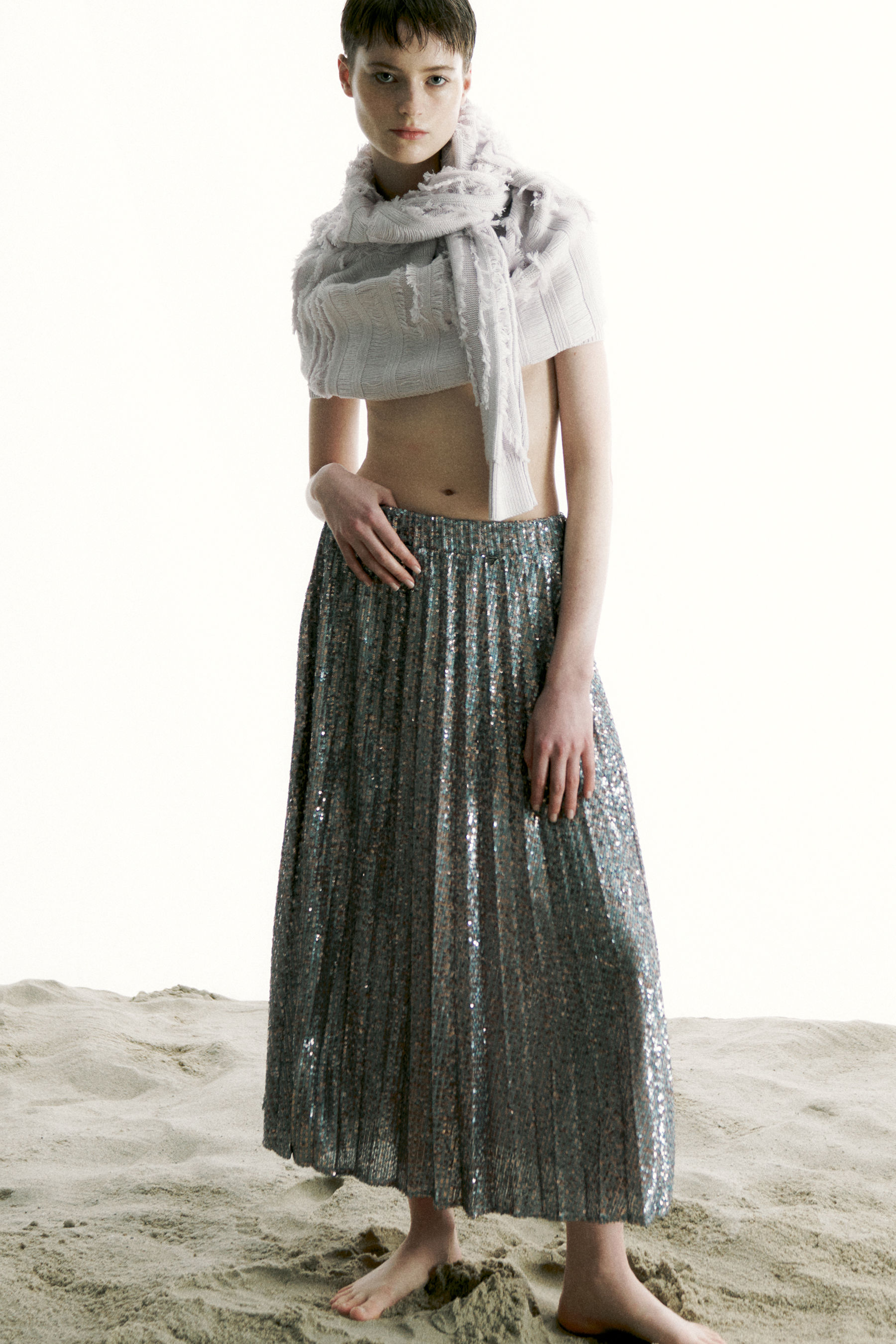 silver skirt midi