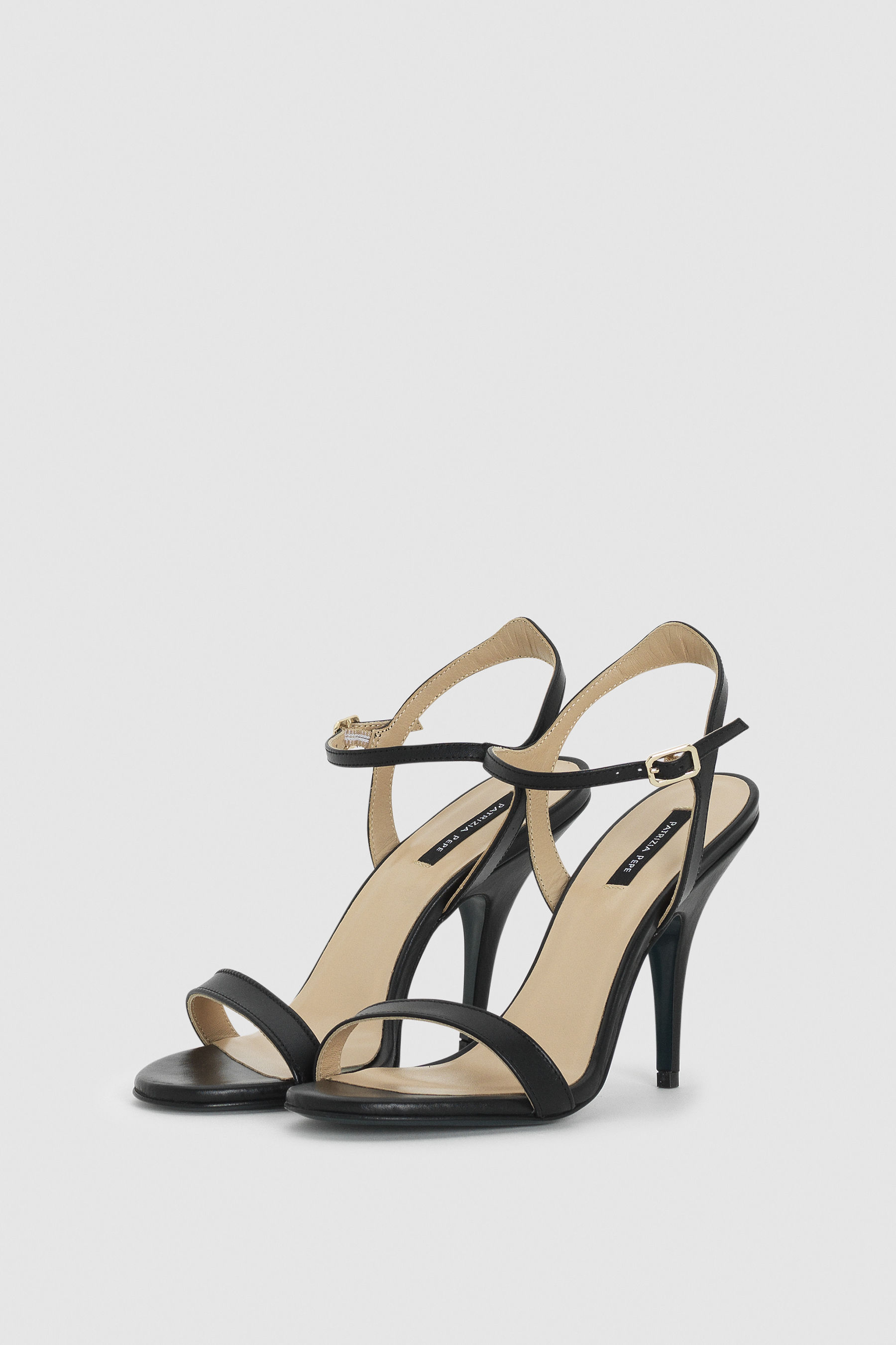 black medium heel sandals