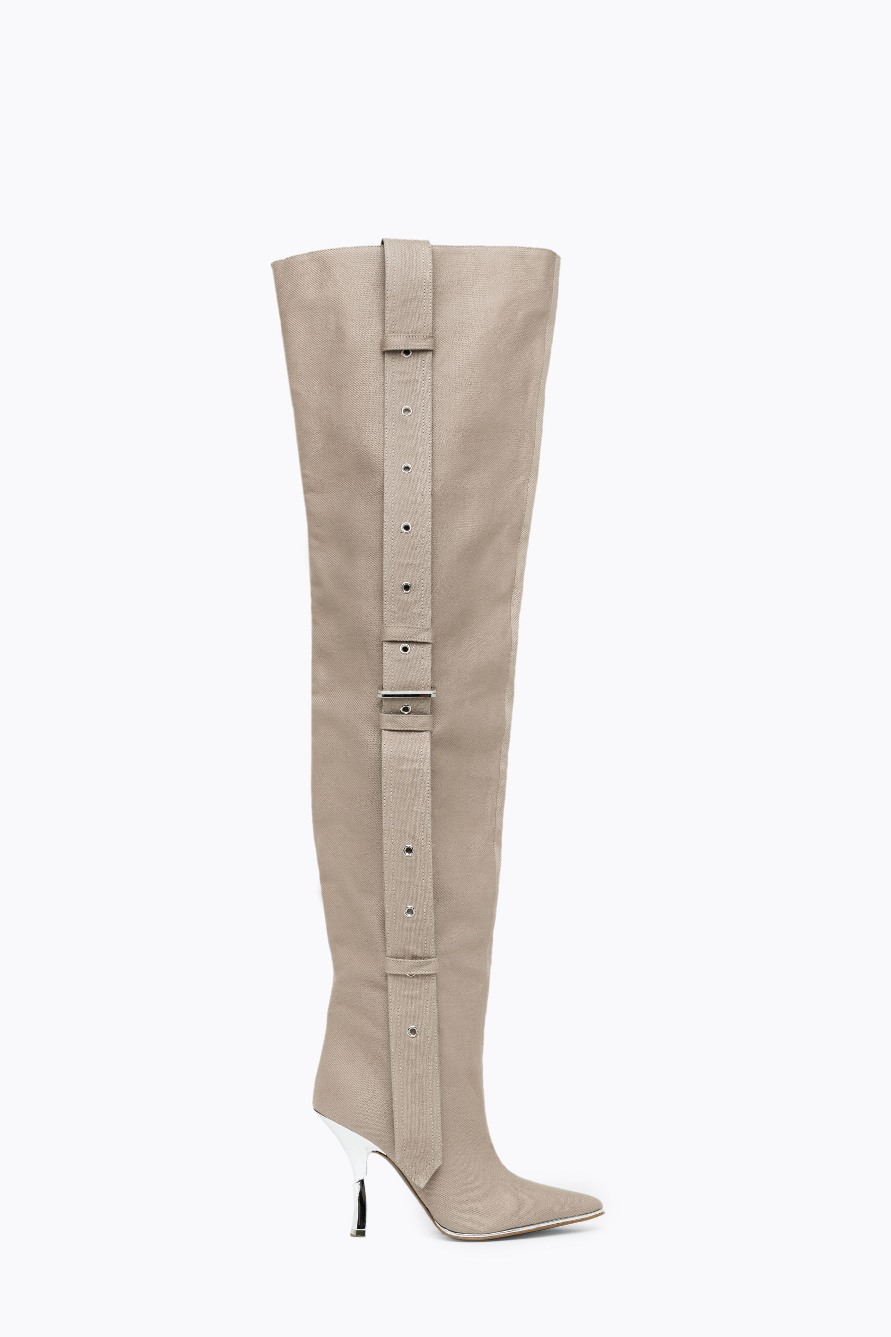 beige thigh high boots