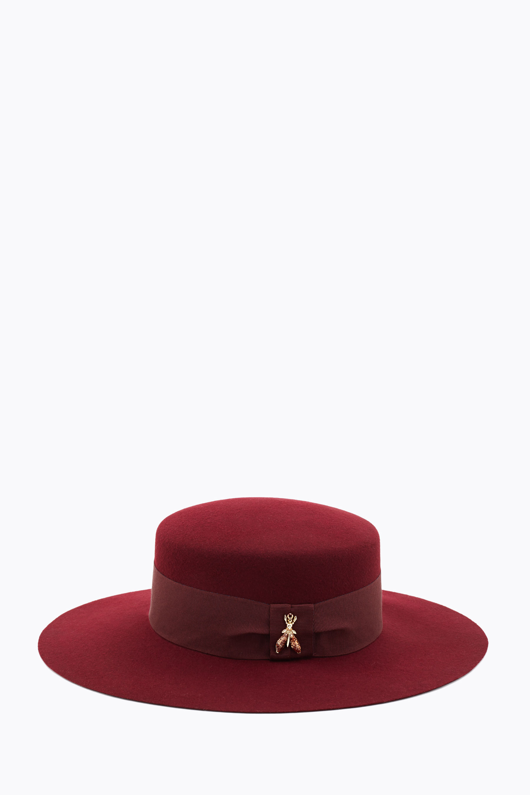 red wide brim hat