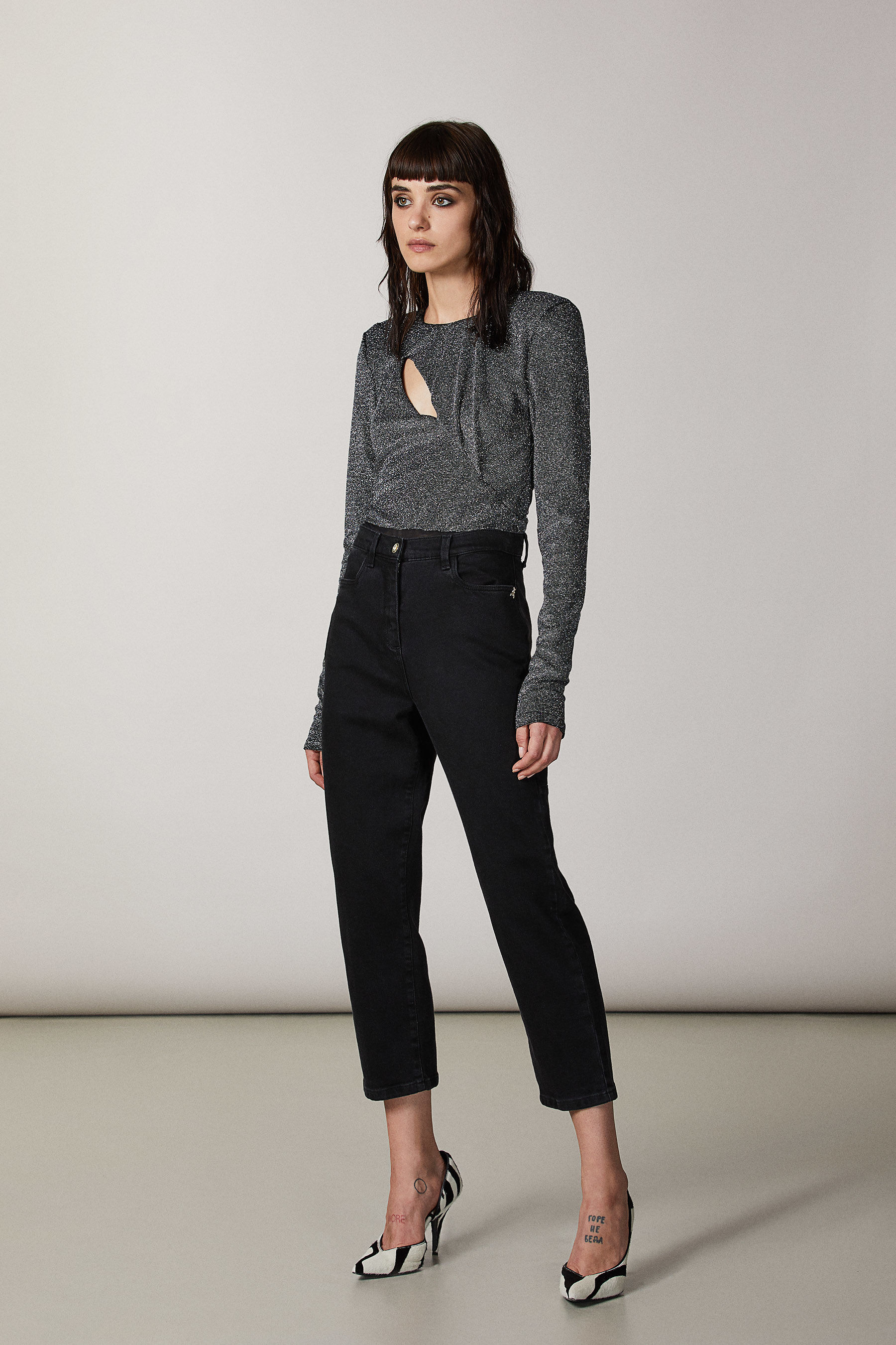 Oantalone vita alta denim