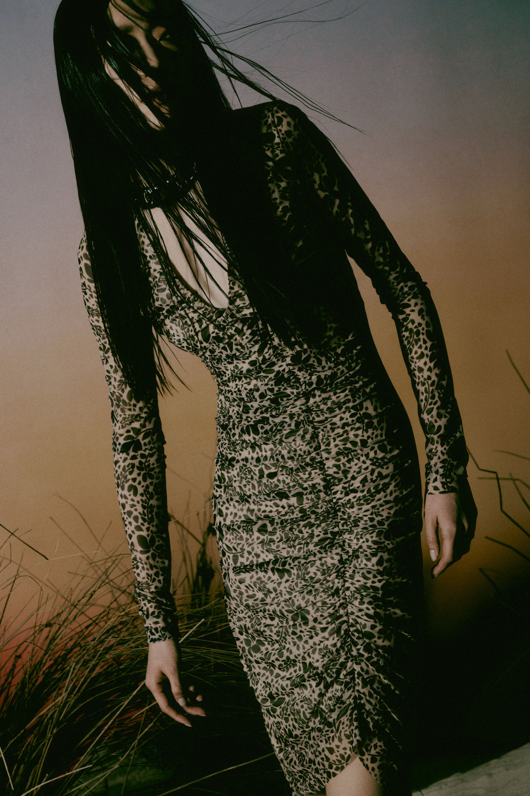 Abito midi in tulle stretch