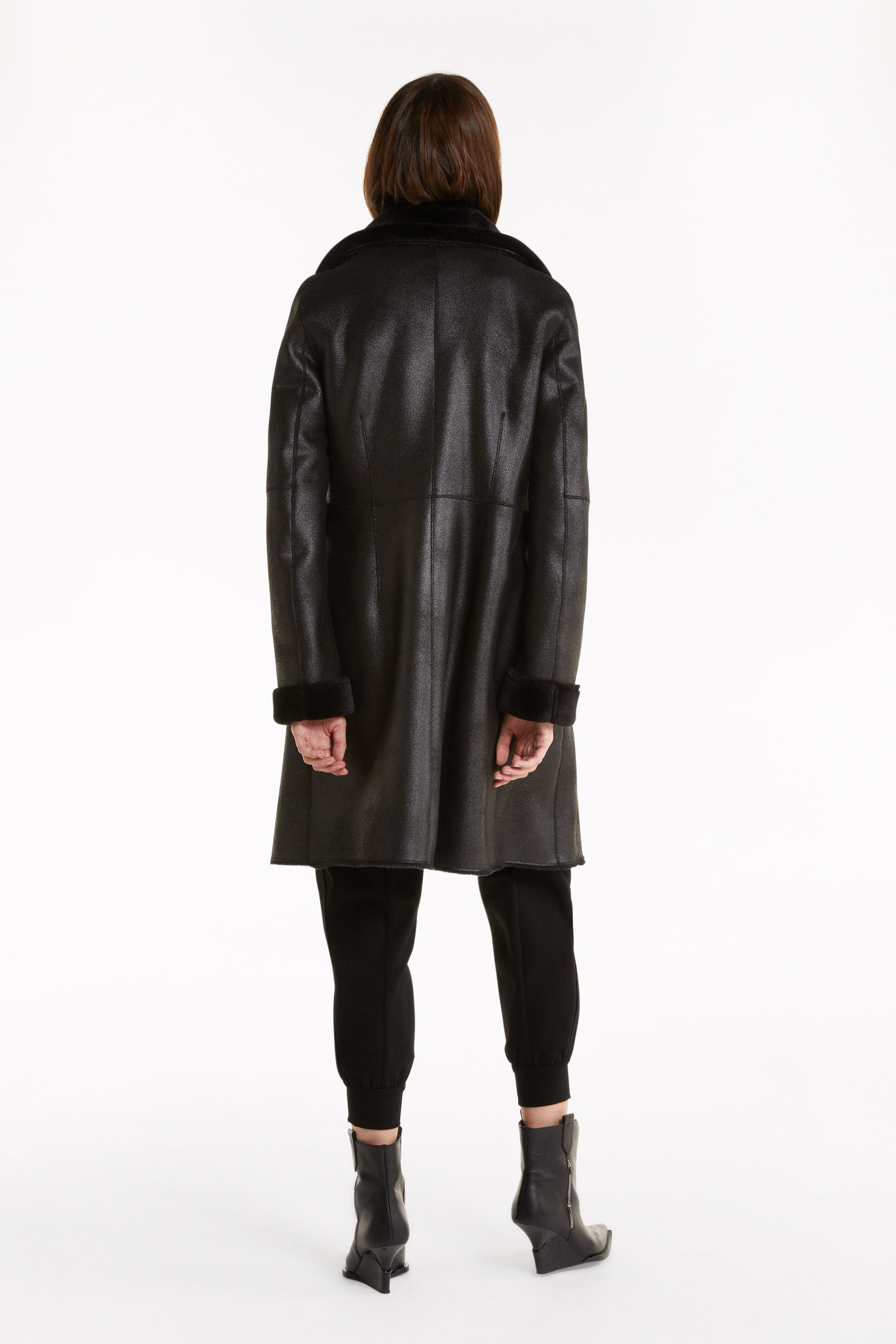 shearling black coat