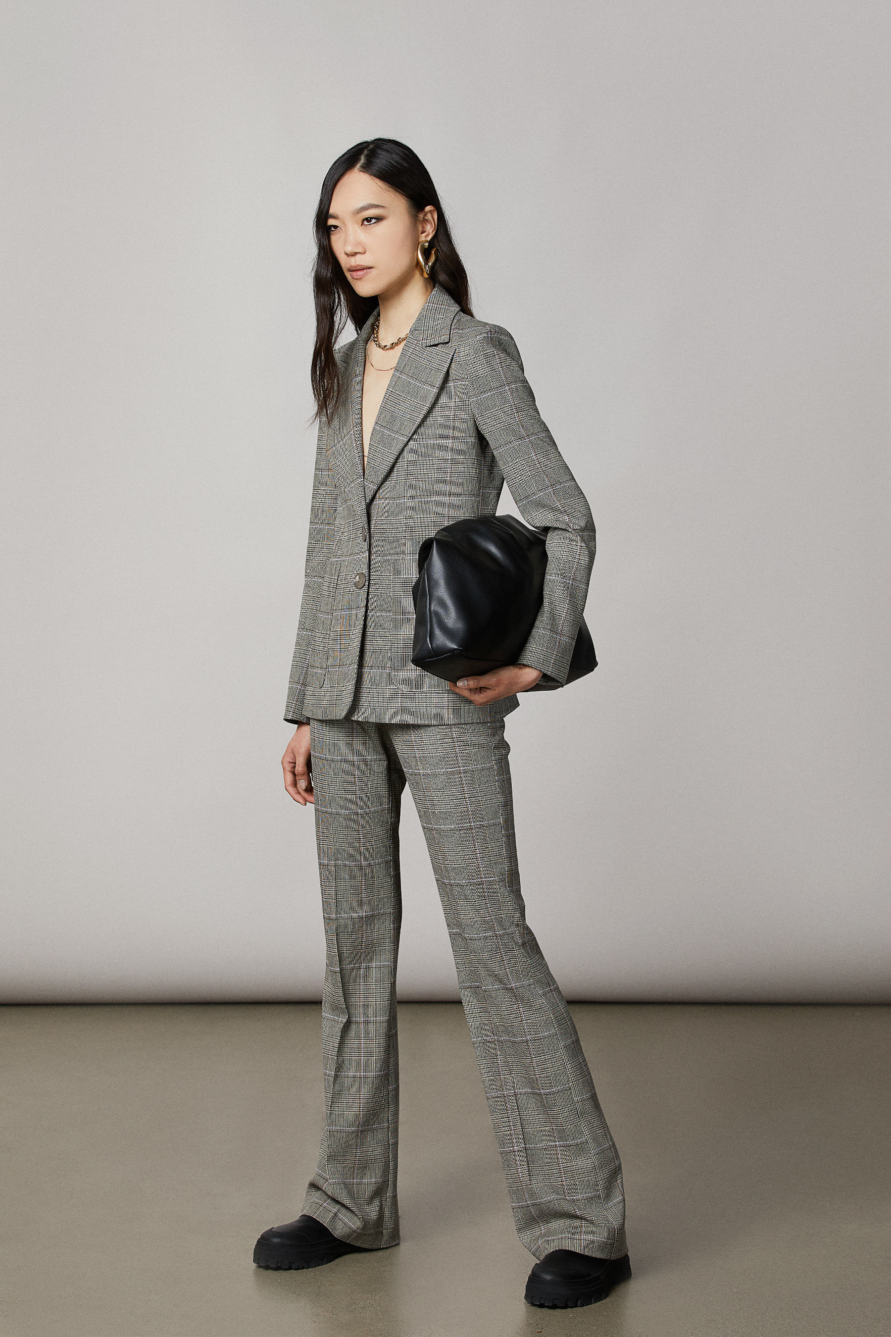 Pantalone check in tessuto ecosostenibile