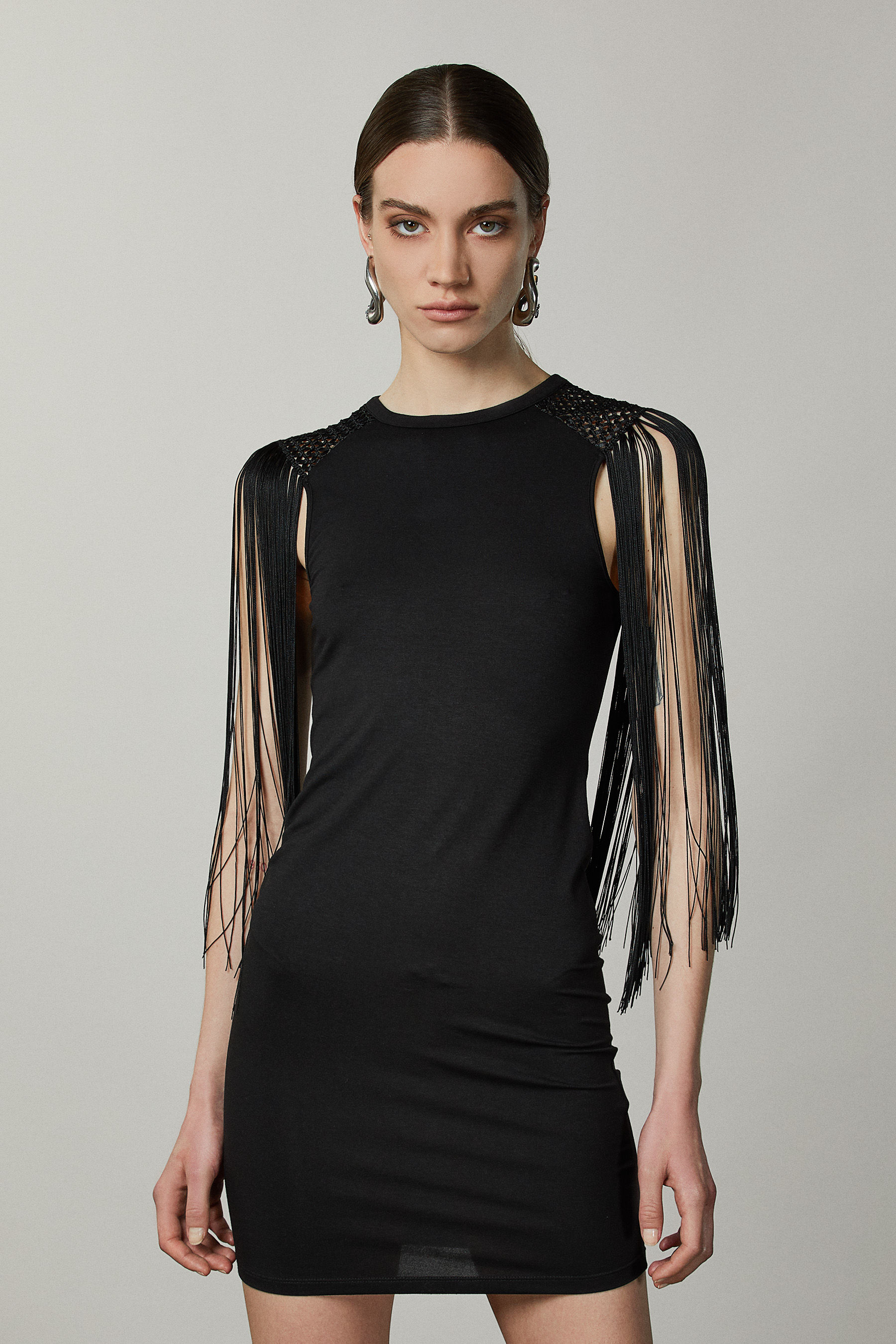 Patrizia Pepe Mini Dress black abstract pattern elegant Fashion Dresses Mini Dresses 