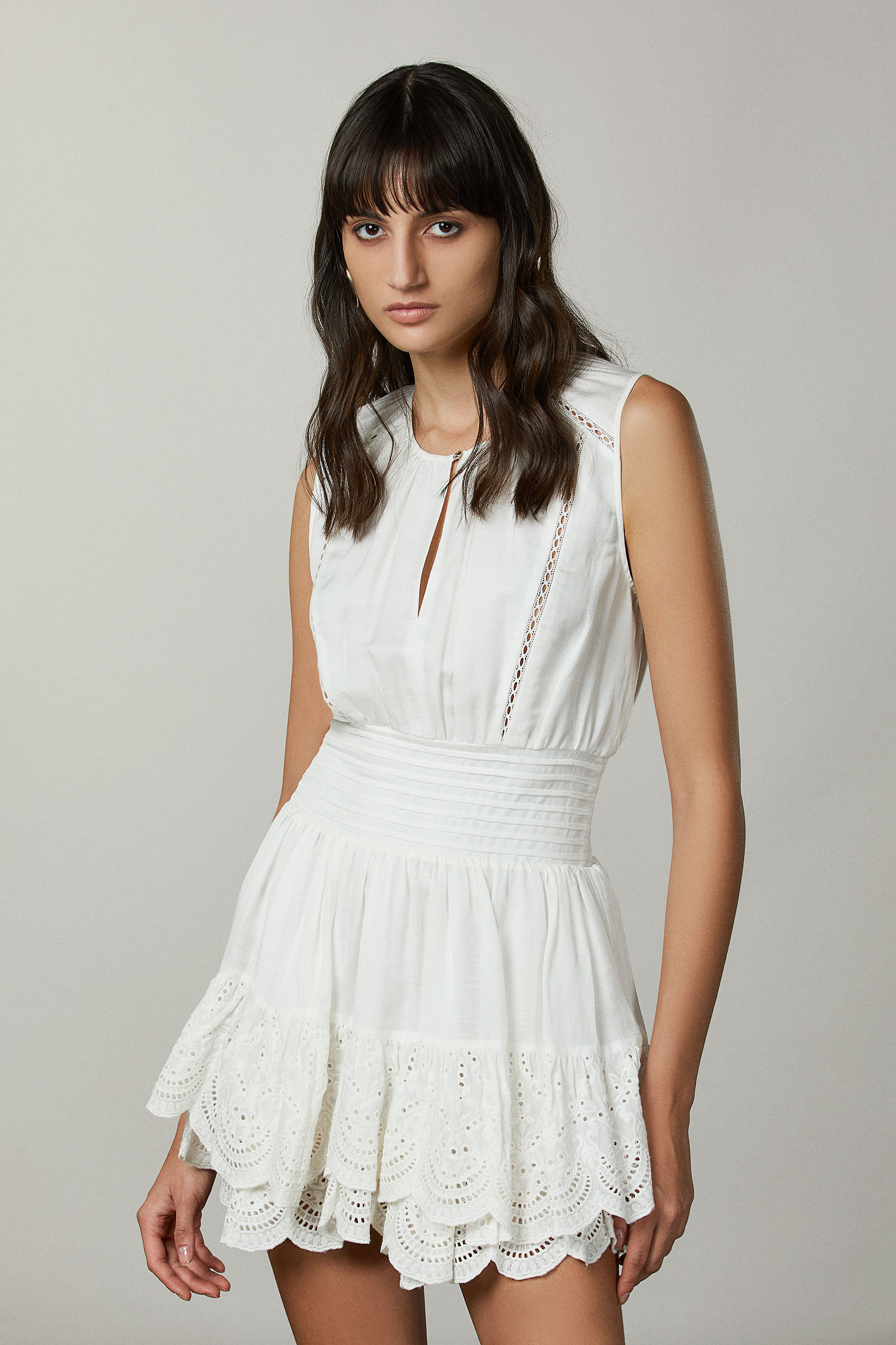 White Viscose linen mini dress | Patrizia Pepe