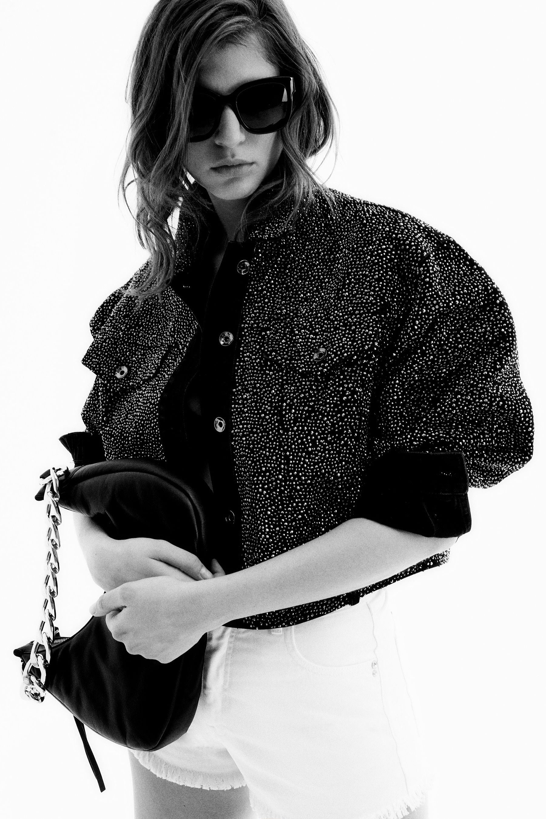 Rhinestone denim jacket | Patrizia Pepe