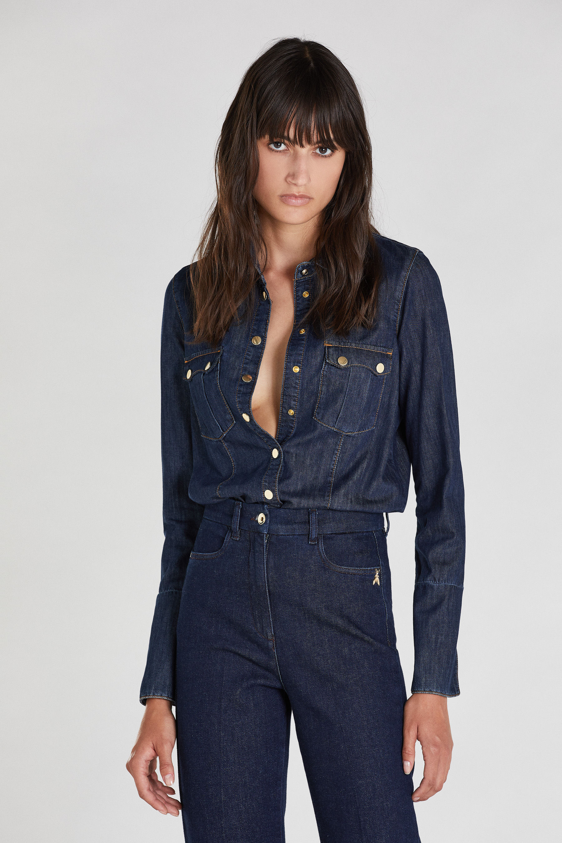 Slit denim shirt | Patrizia Pepe