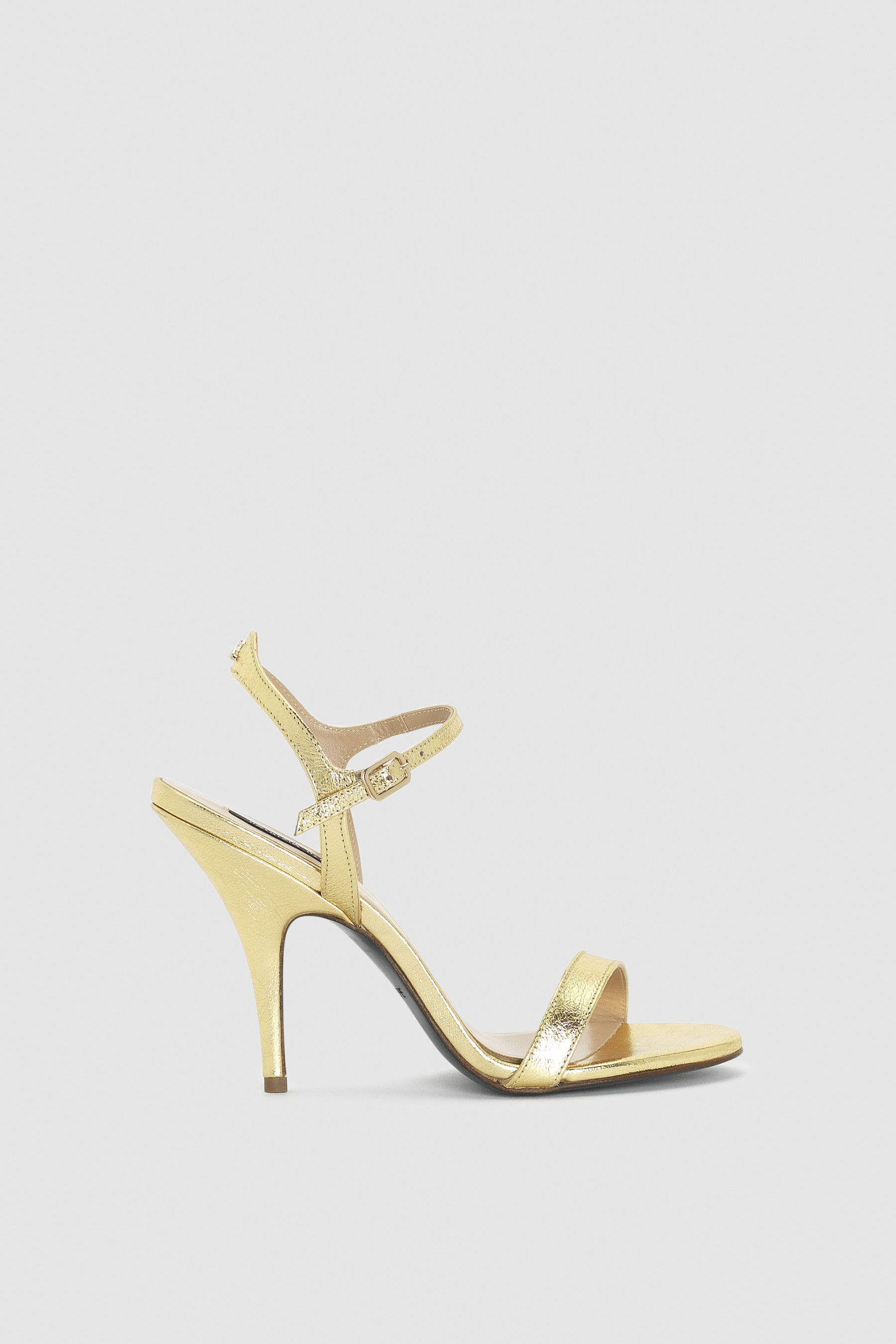 thin strap gold heels