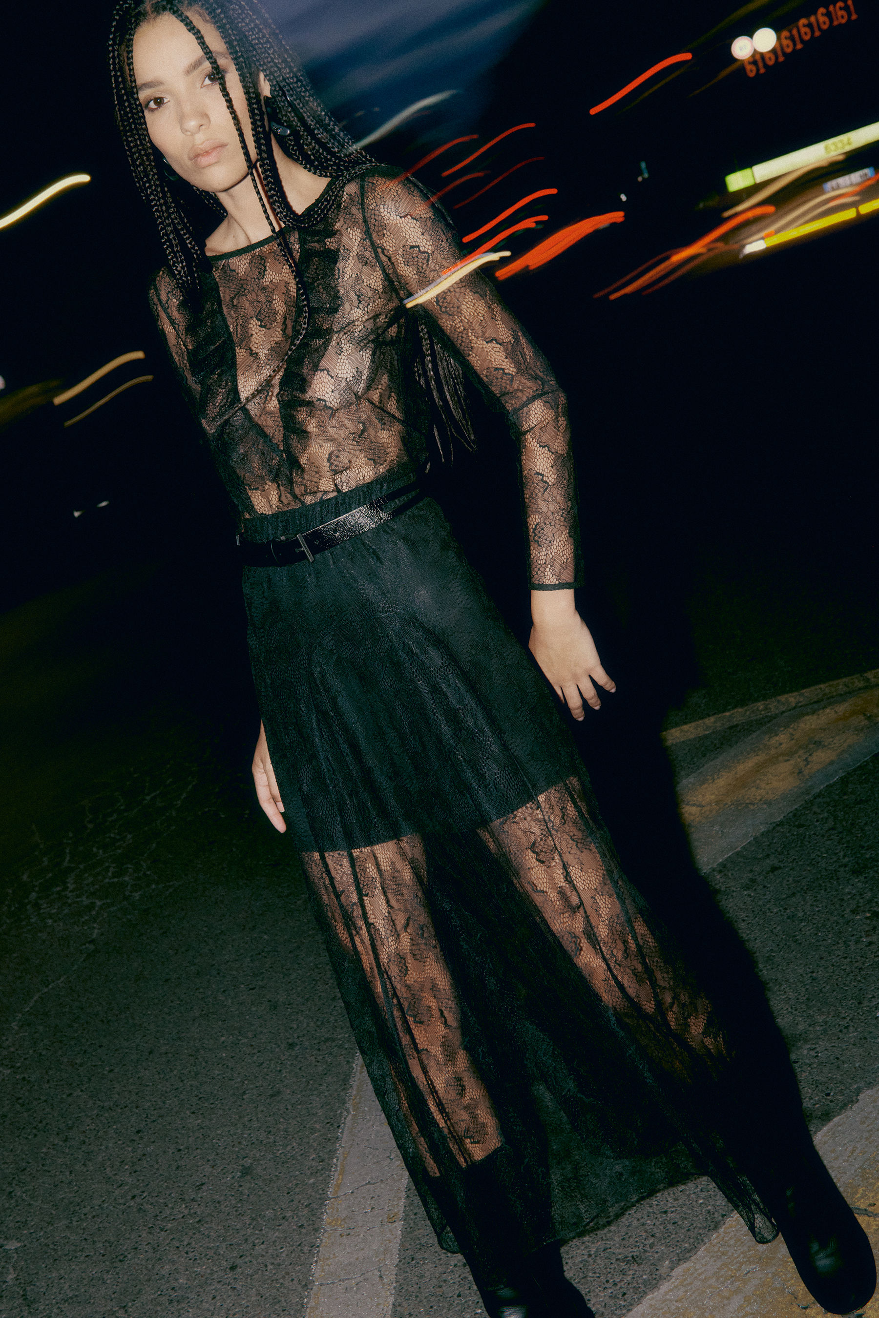 Blusa manica lunga in pizzo