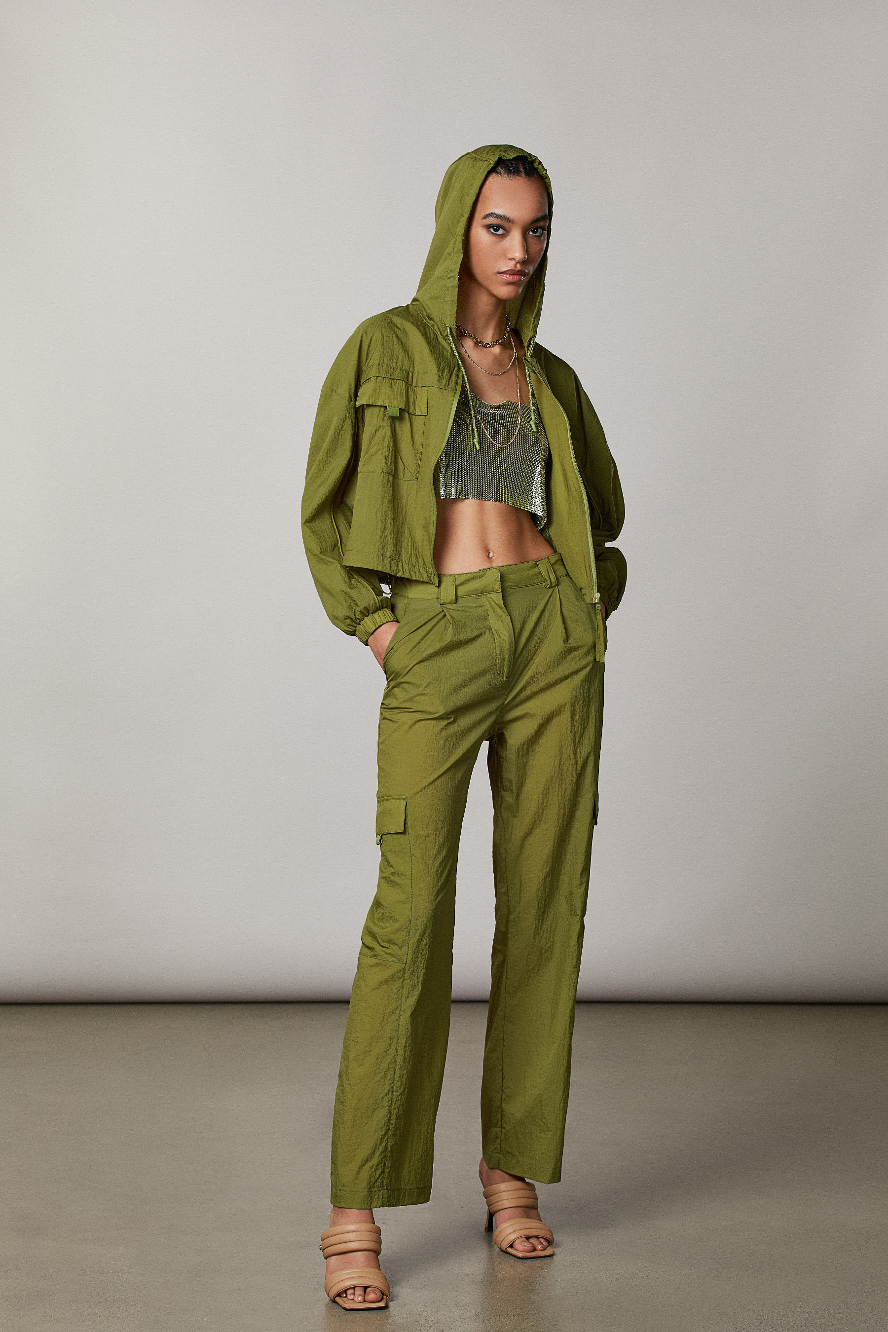 Green Hooded jacket raincoat | Patrizia 