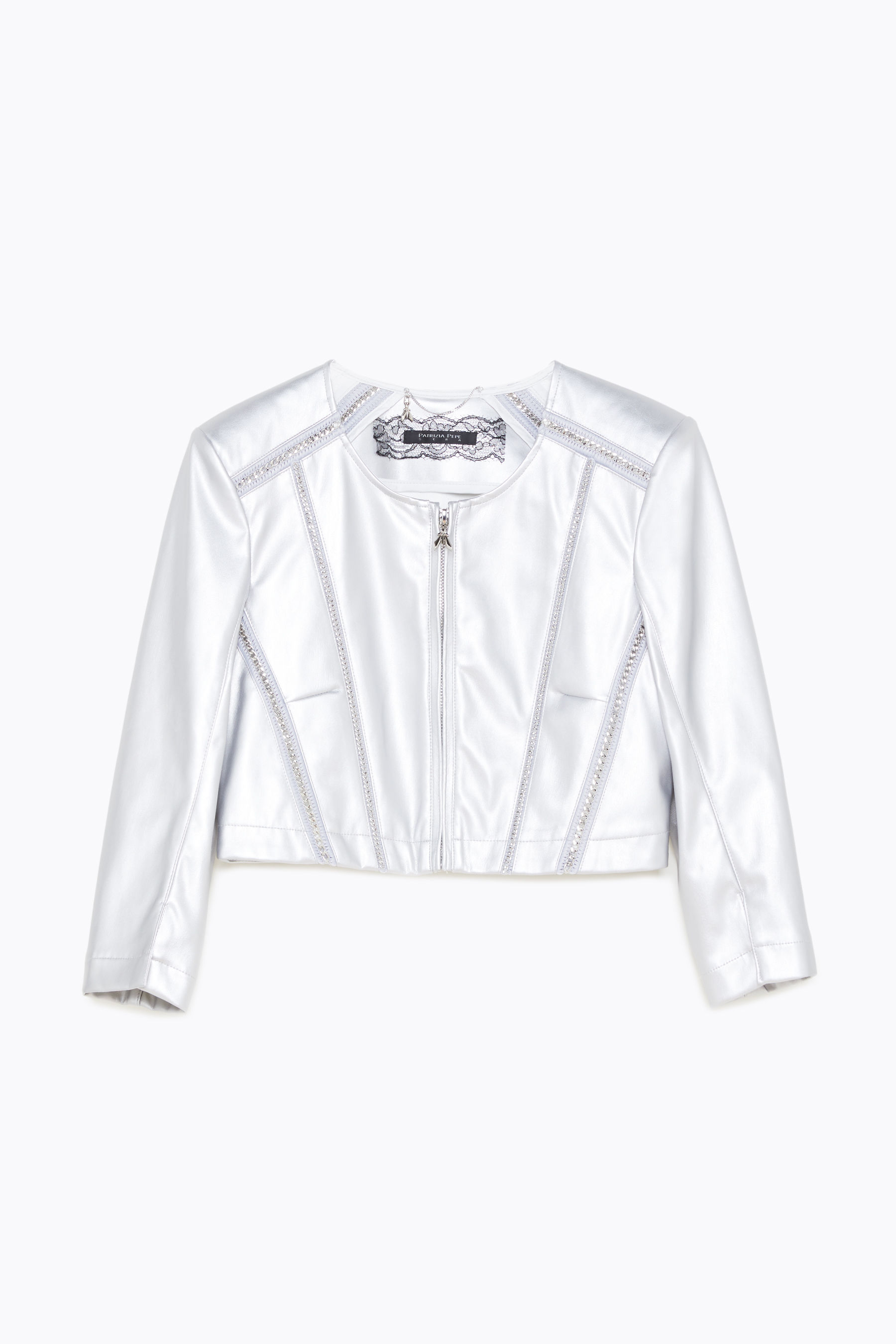 embellished faux leather jacket